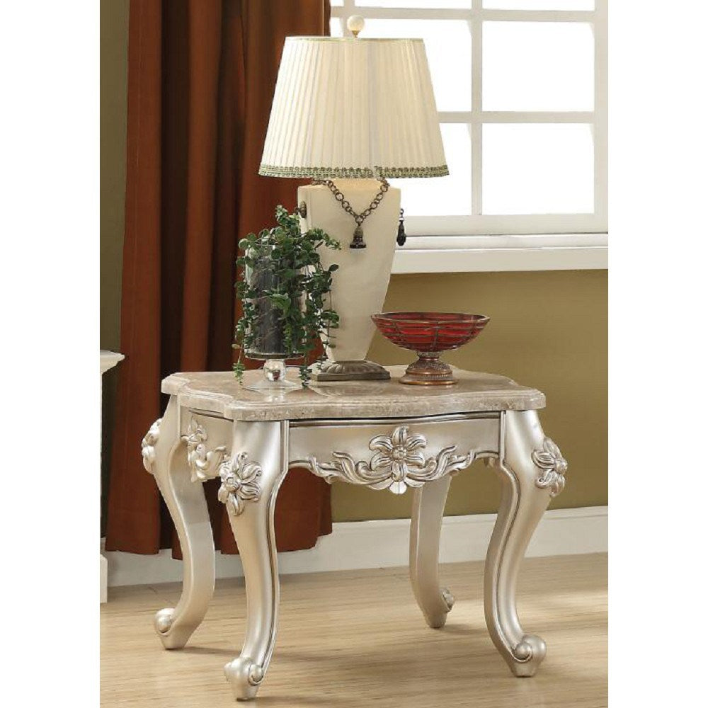 ACME Bently End Table in Marble & Champagne 81667