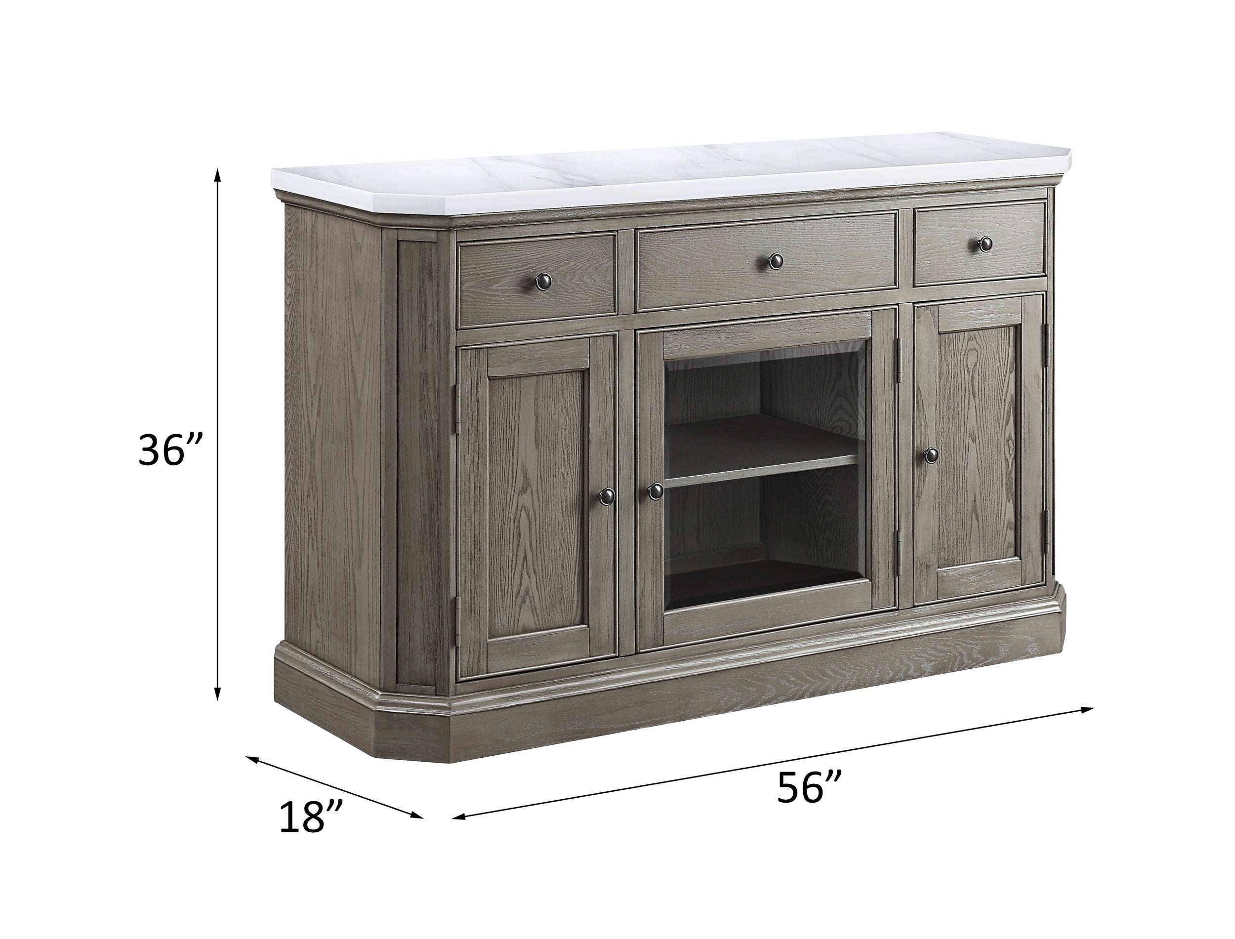 ACME Zumala Server, Marble & Weathered Oak Finish 73263