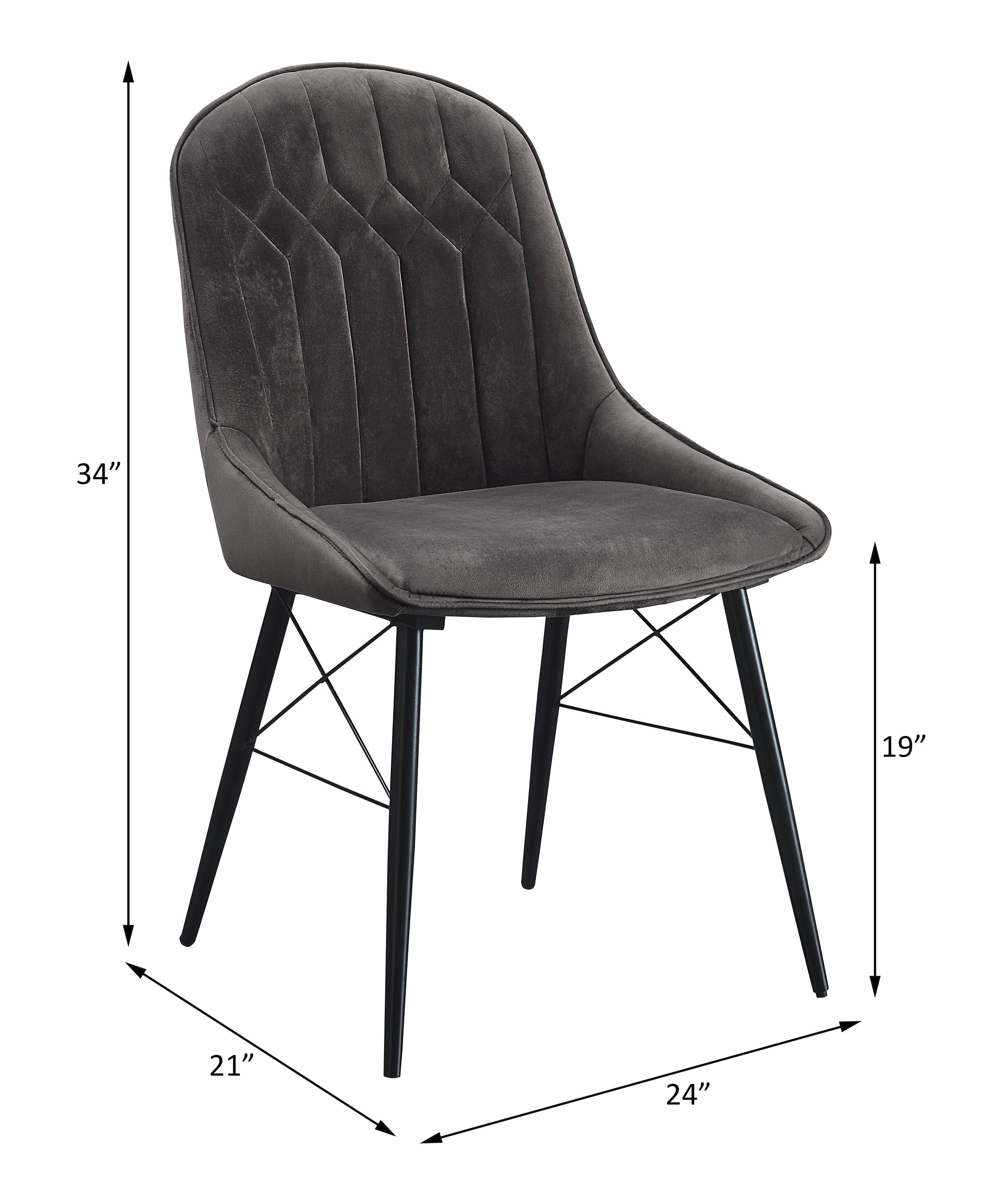 ACME Abraham Side Chair, Gray Fabric & Black Finish 74016