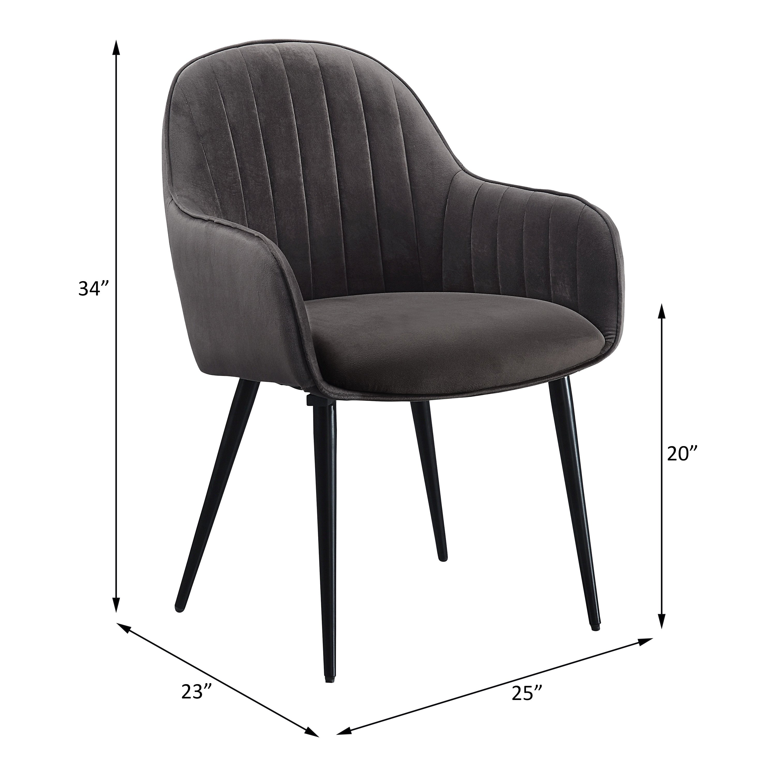 ACME Caspian Side Chair, Dark Gray Fabric & Black Finish 74011