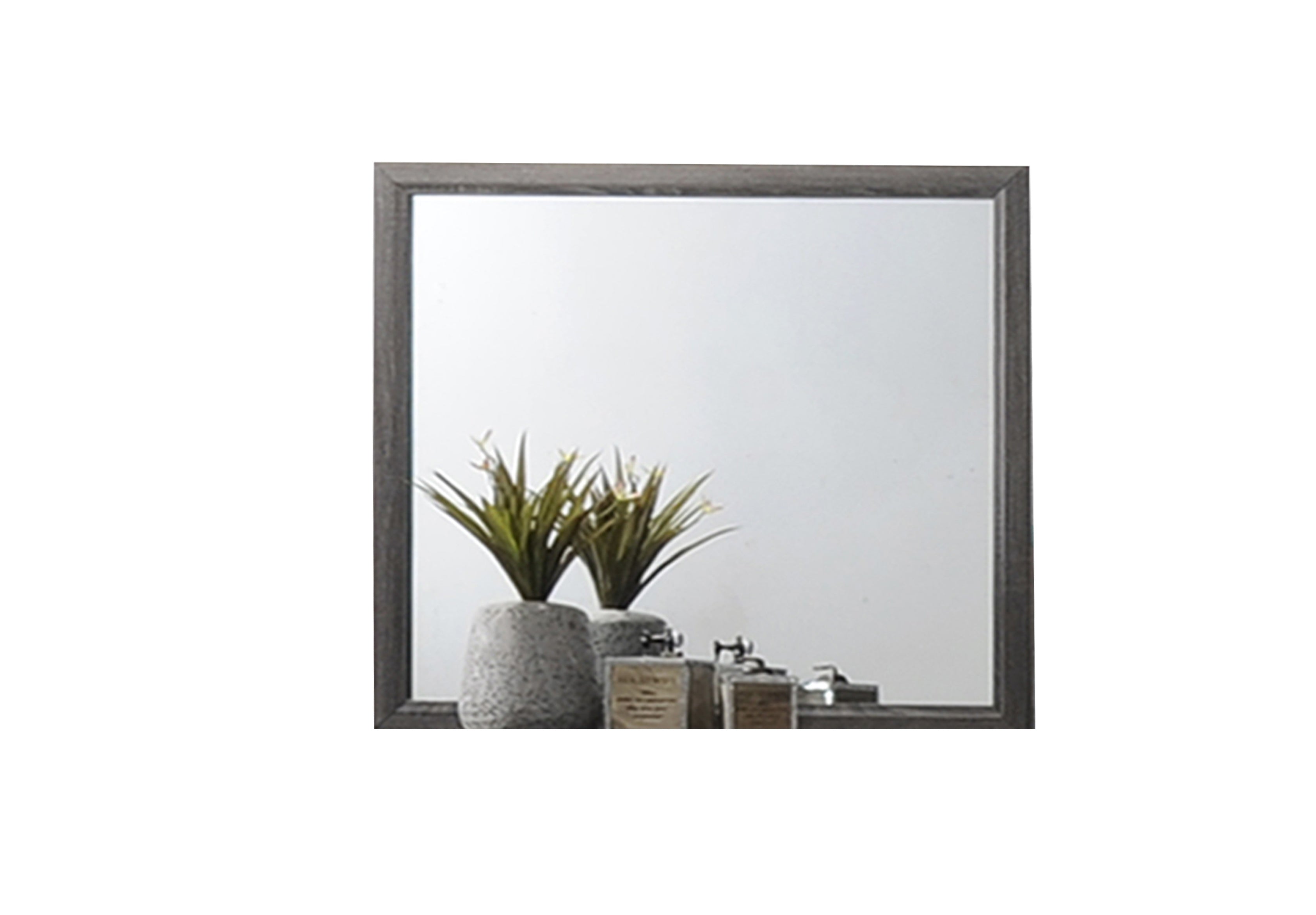 Sierra Contemporary Style Mirror Made with Wood in Gray