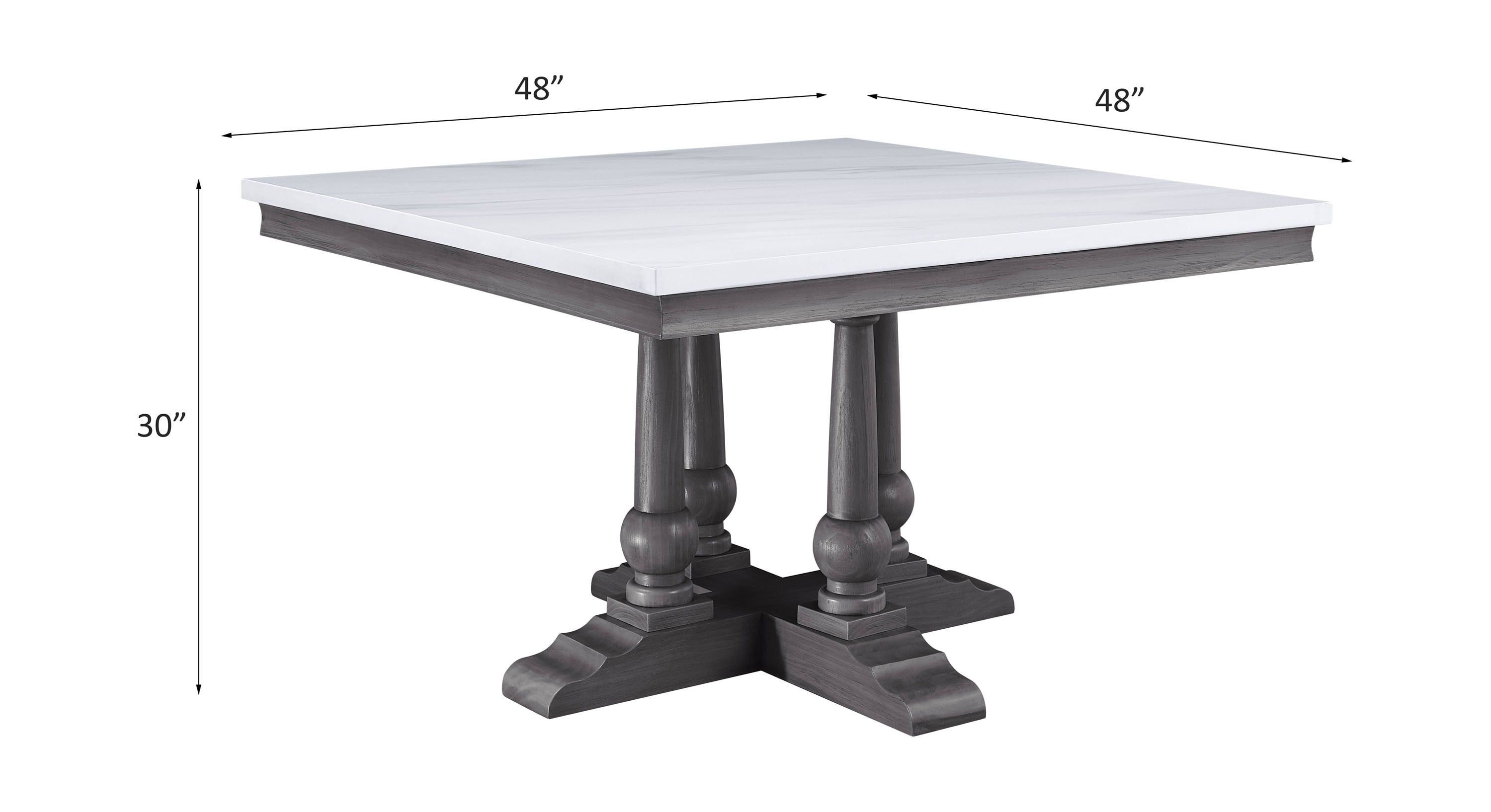 ACME Yabeina Square Dining Table , Marble Top & Gray Oak Finish 73270