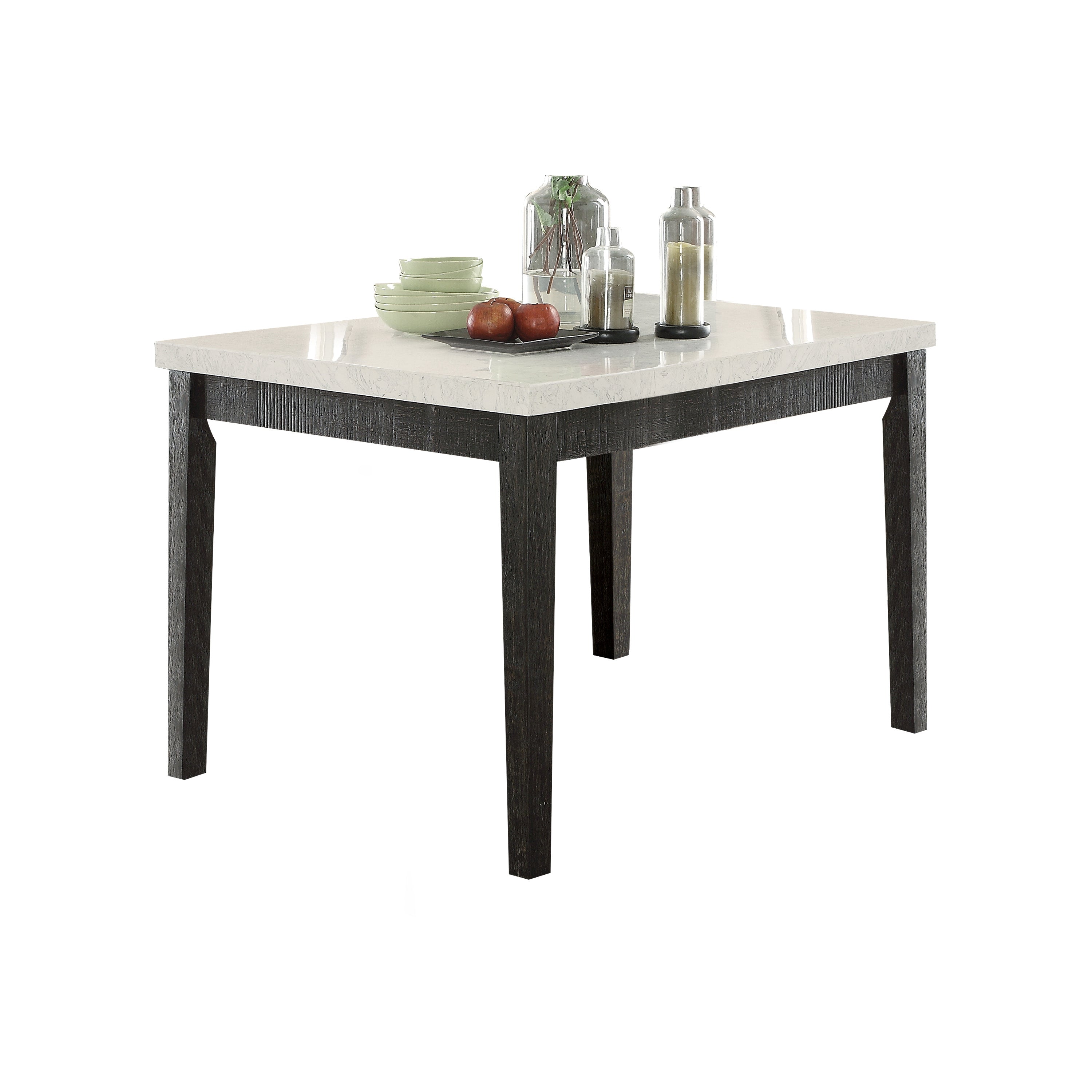 ACME Nolan Counter Height Table in White Marble & Salvage Dark Oak 72855