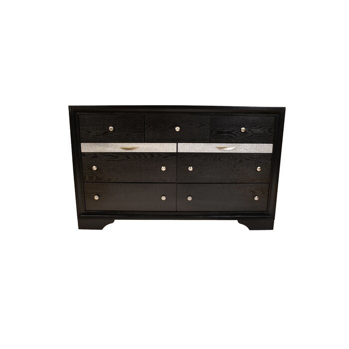 Matrix Traditional Style 7 Drawer Dresser made with Wood in Black