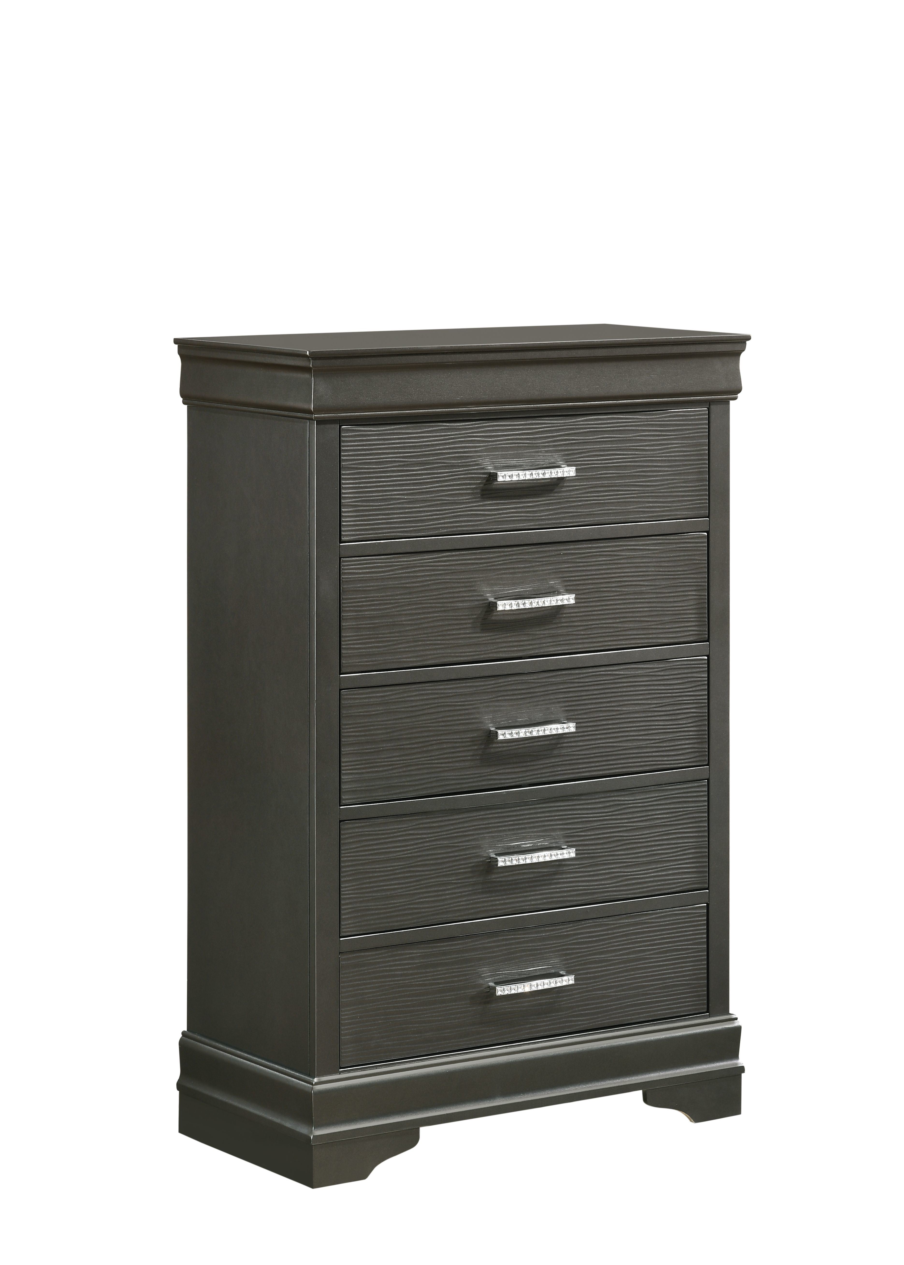 Modern Brooklyn 5 Drawers Chest made with Wood in Gray