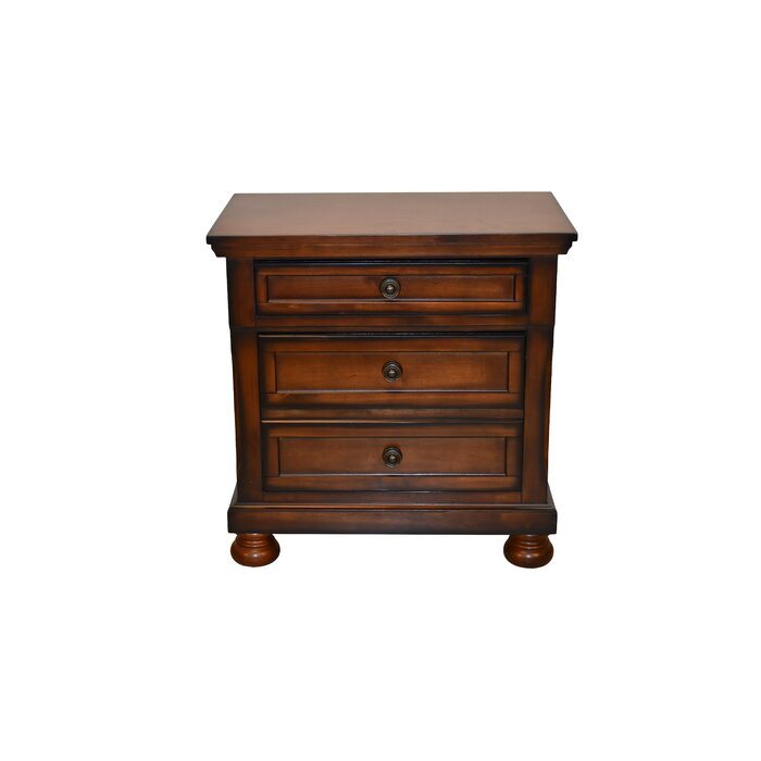 Baltimore Wood Nightstand with Hidden Jewelry Drawer in Dark Walnut