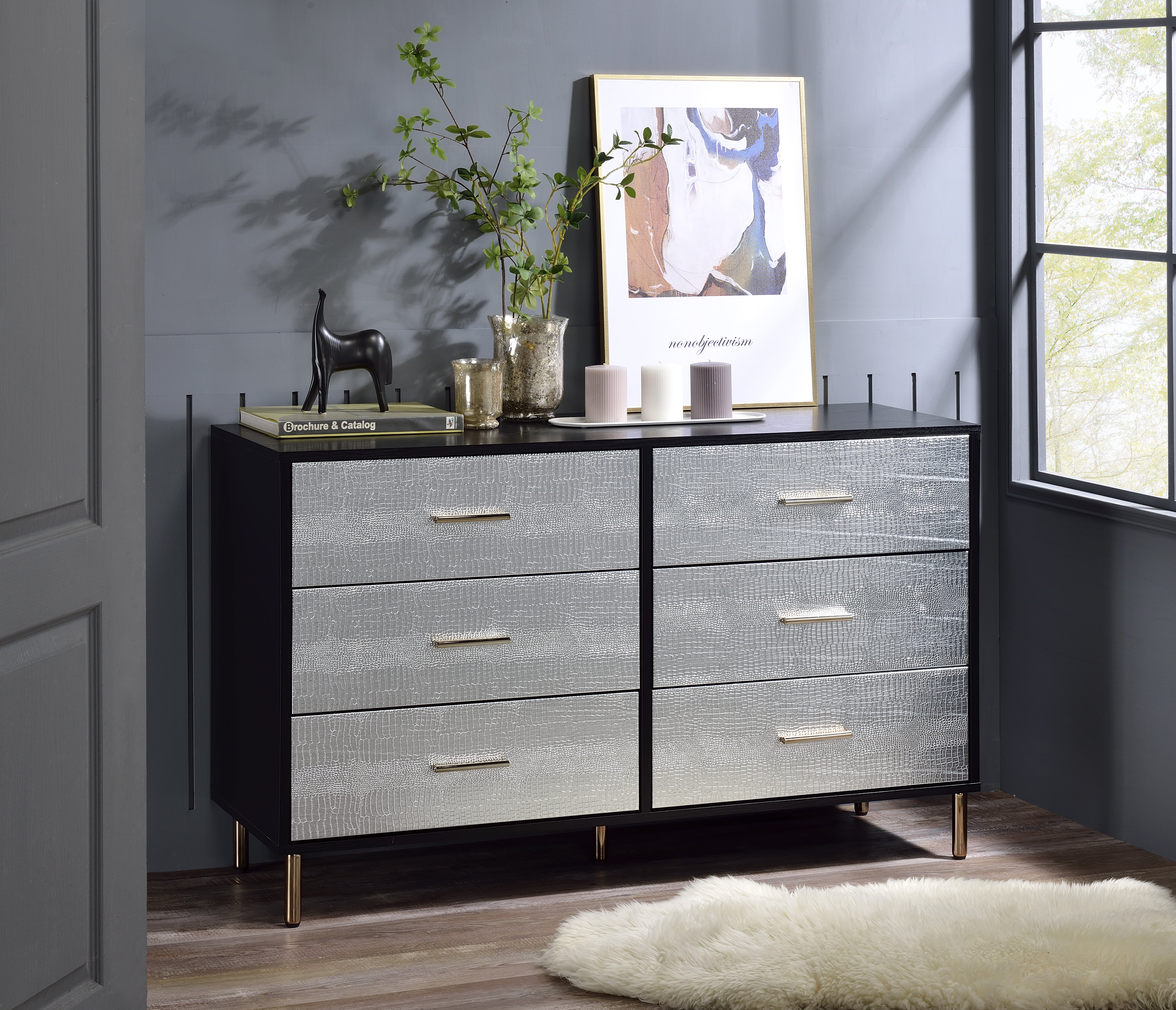 ACME Myles Dresser, Black, Silver & Gold Finish AC00961