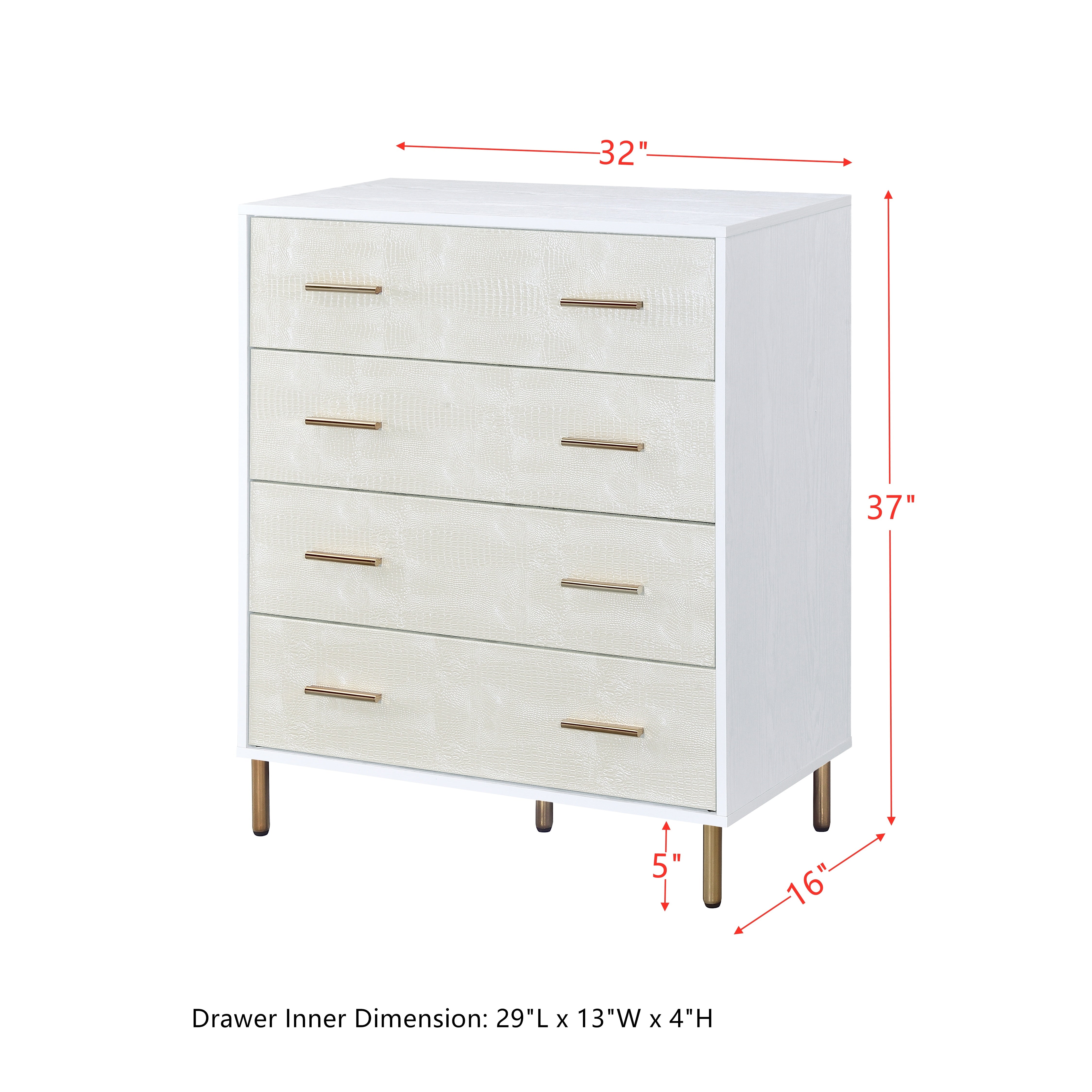 ACME Myles Chest, White, Champagne & Gold Finish AC00958