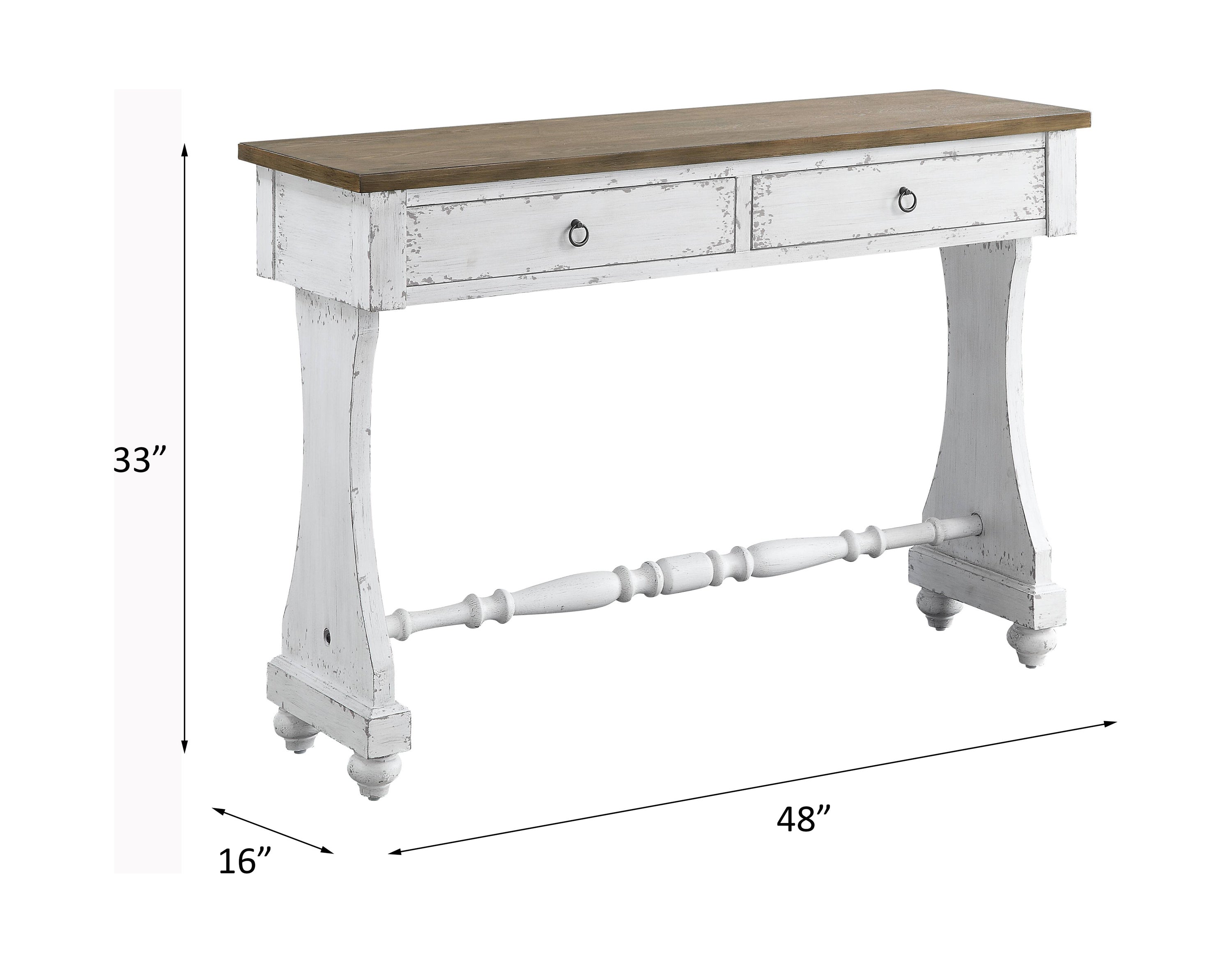 ACME Carminda Console Table in Antique White Finish AC00281