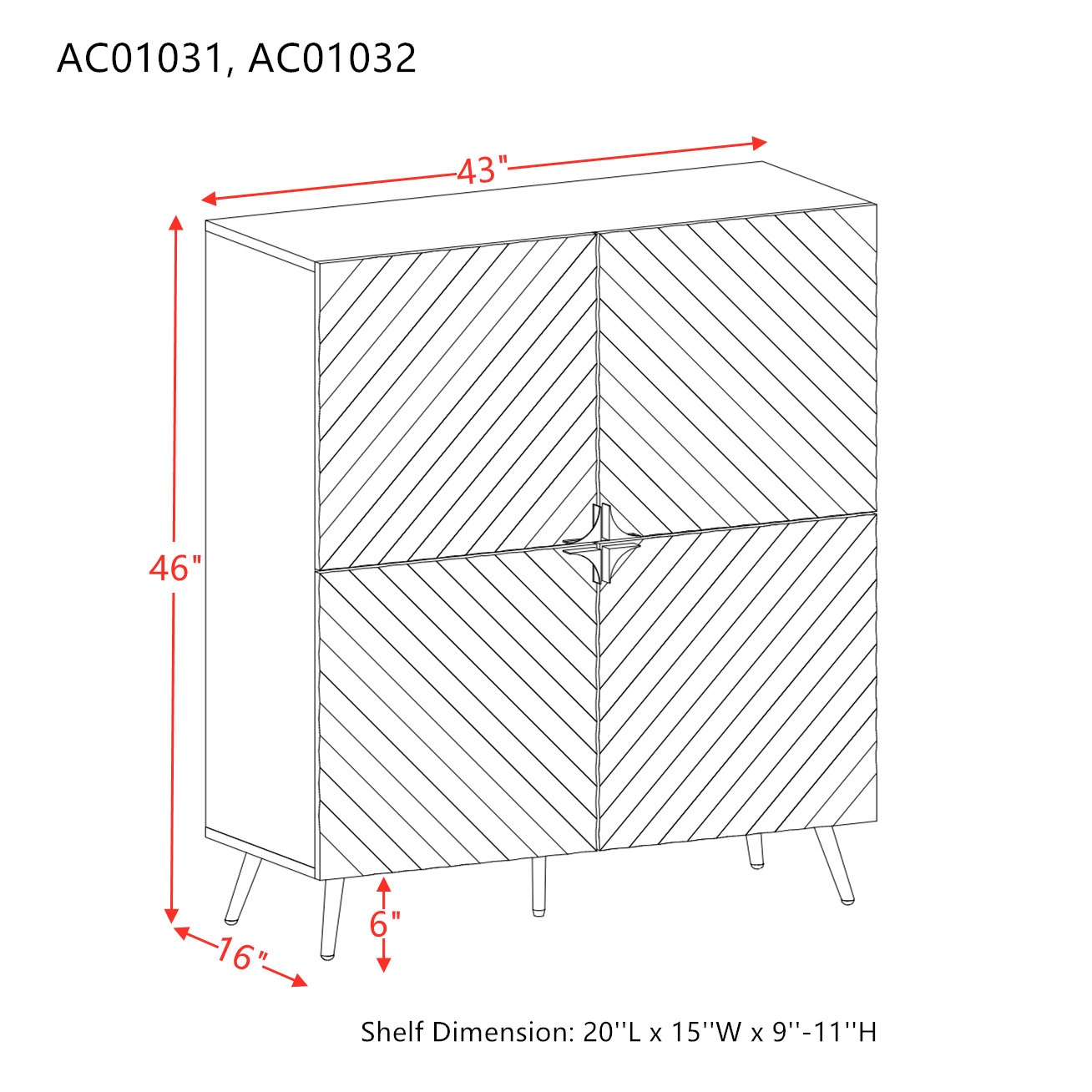 ACME Gaines Accent Cabinet in White High Gloss Finish AC01031