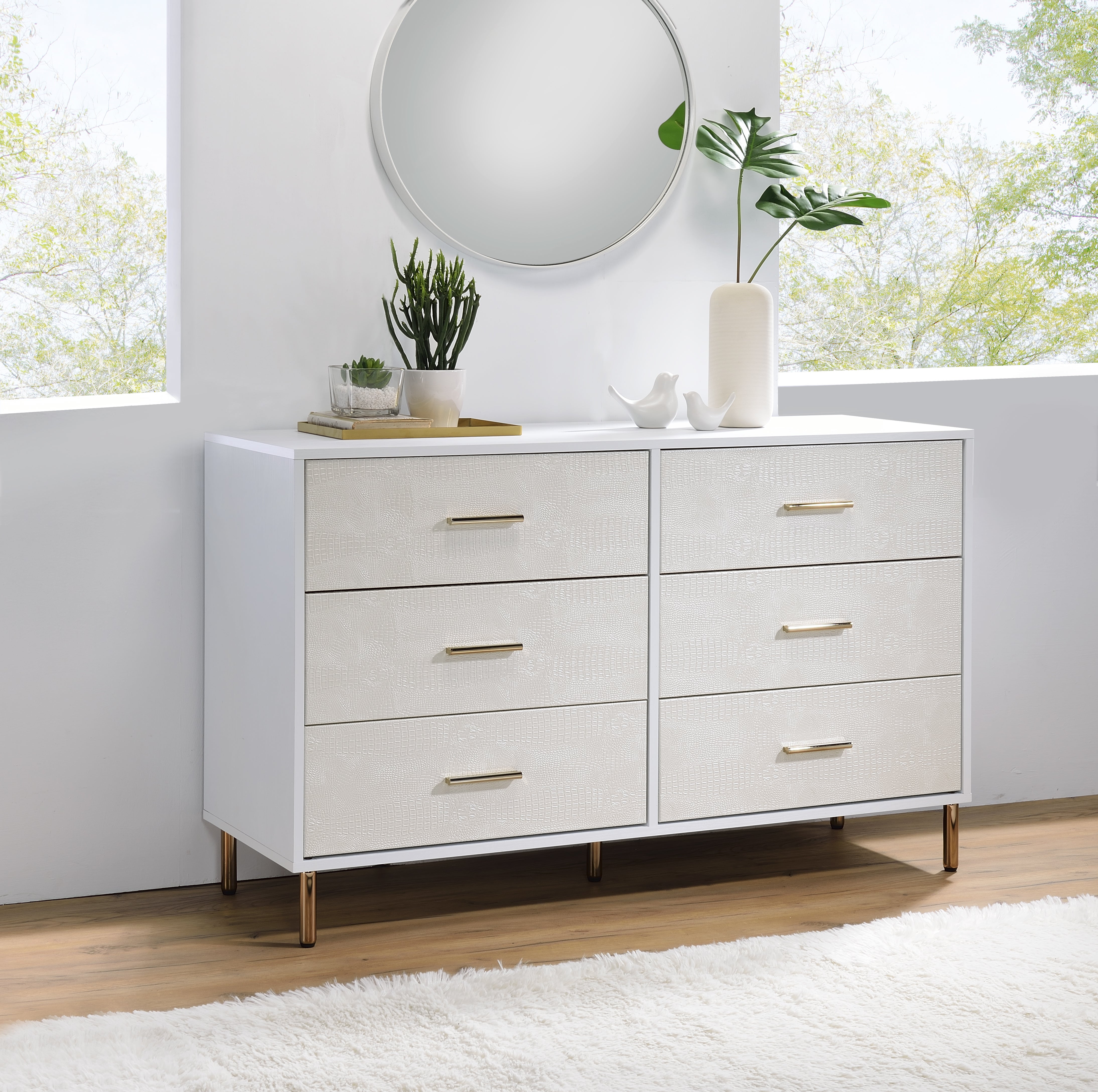 ACME Myles Dresser, White, Champagne & Gold Finish AC00960