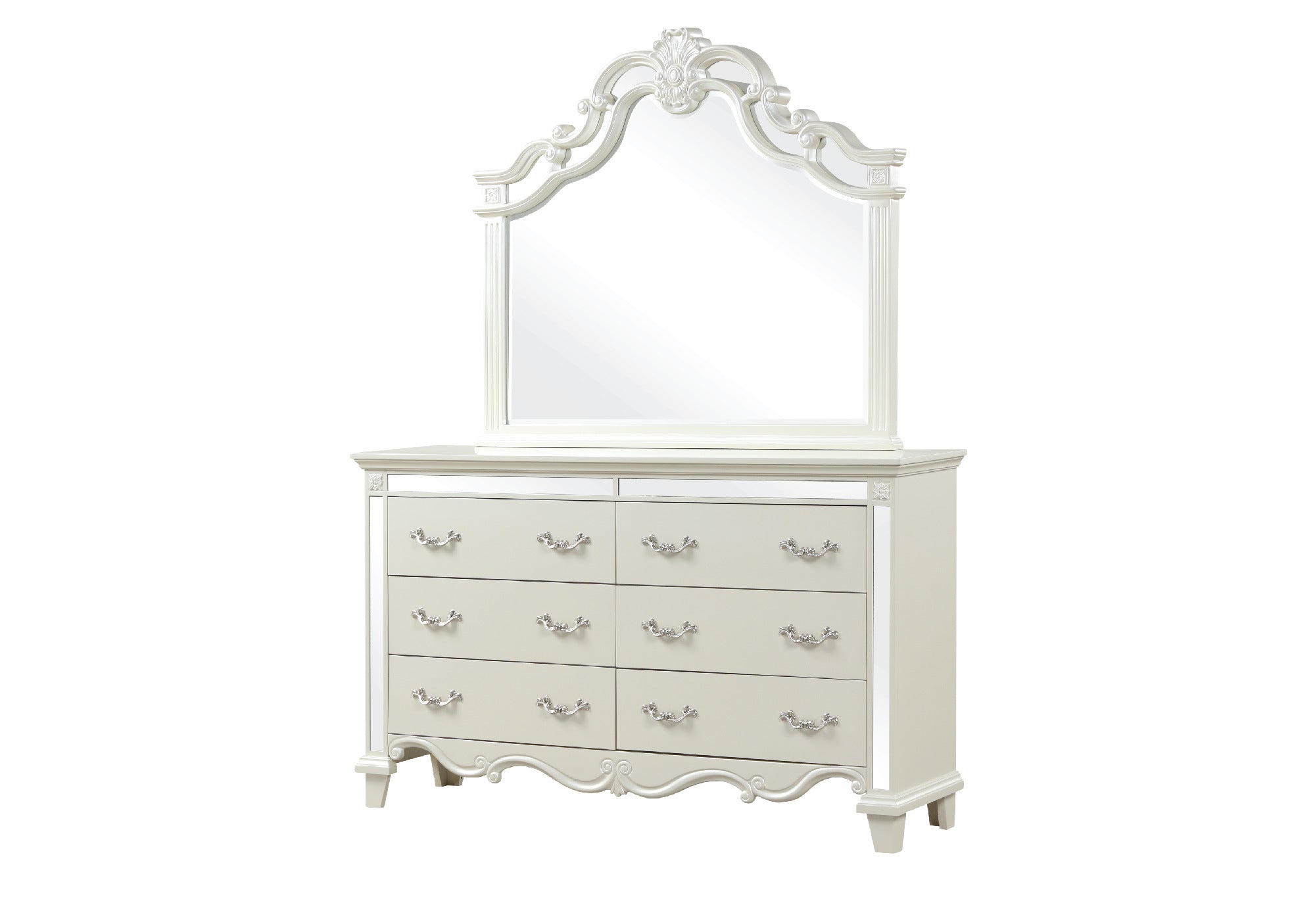 Milan Mirror Framed Dresser made with Wood in White