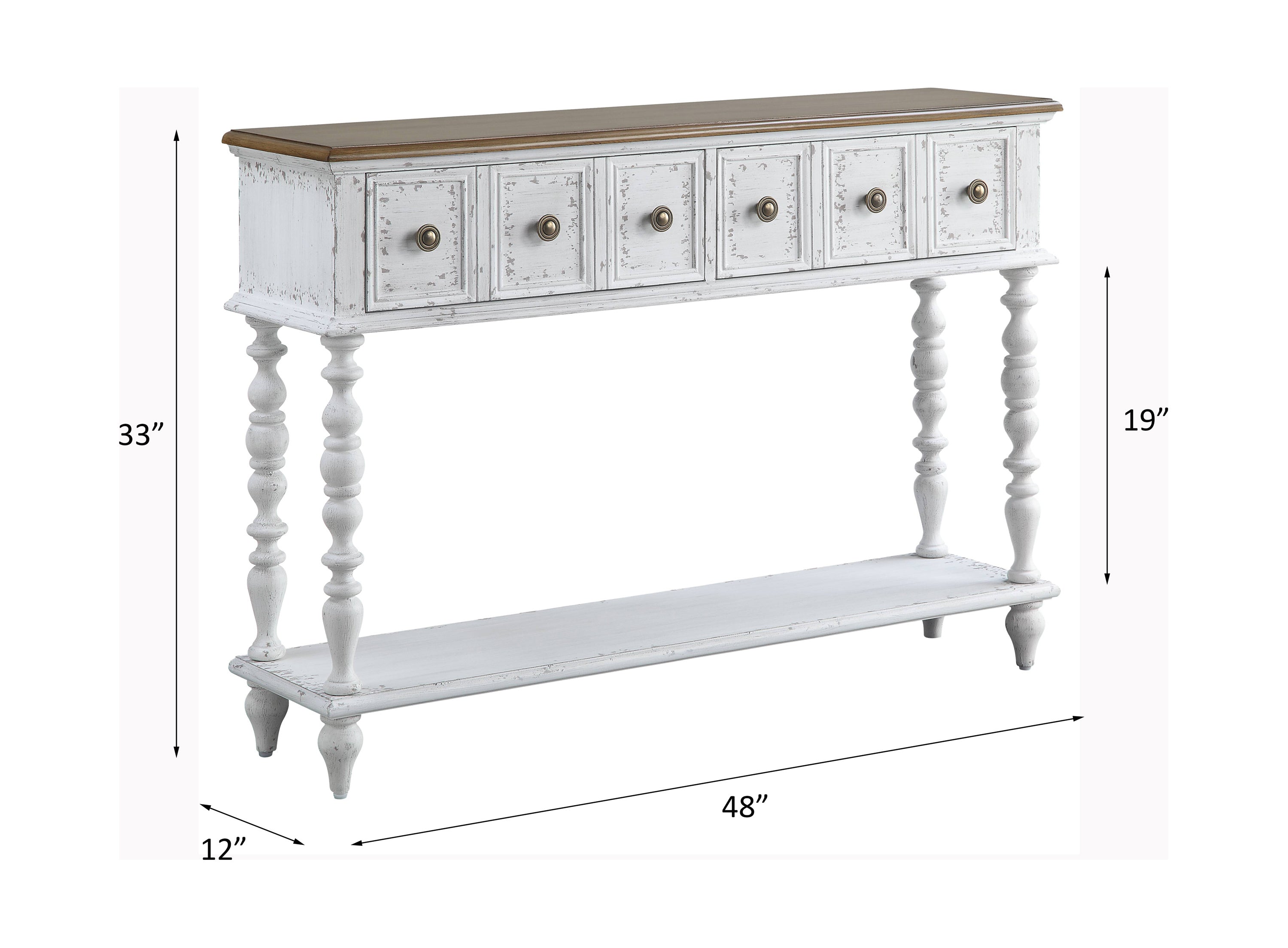 ACME Bence Console Table in Dark Charcoal & Antique White Finish AC00280