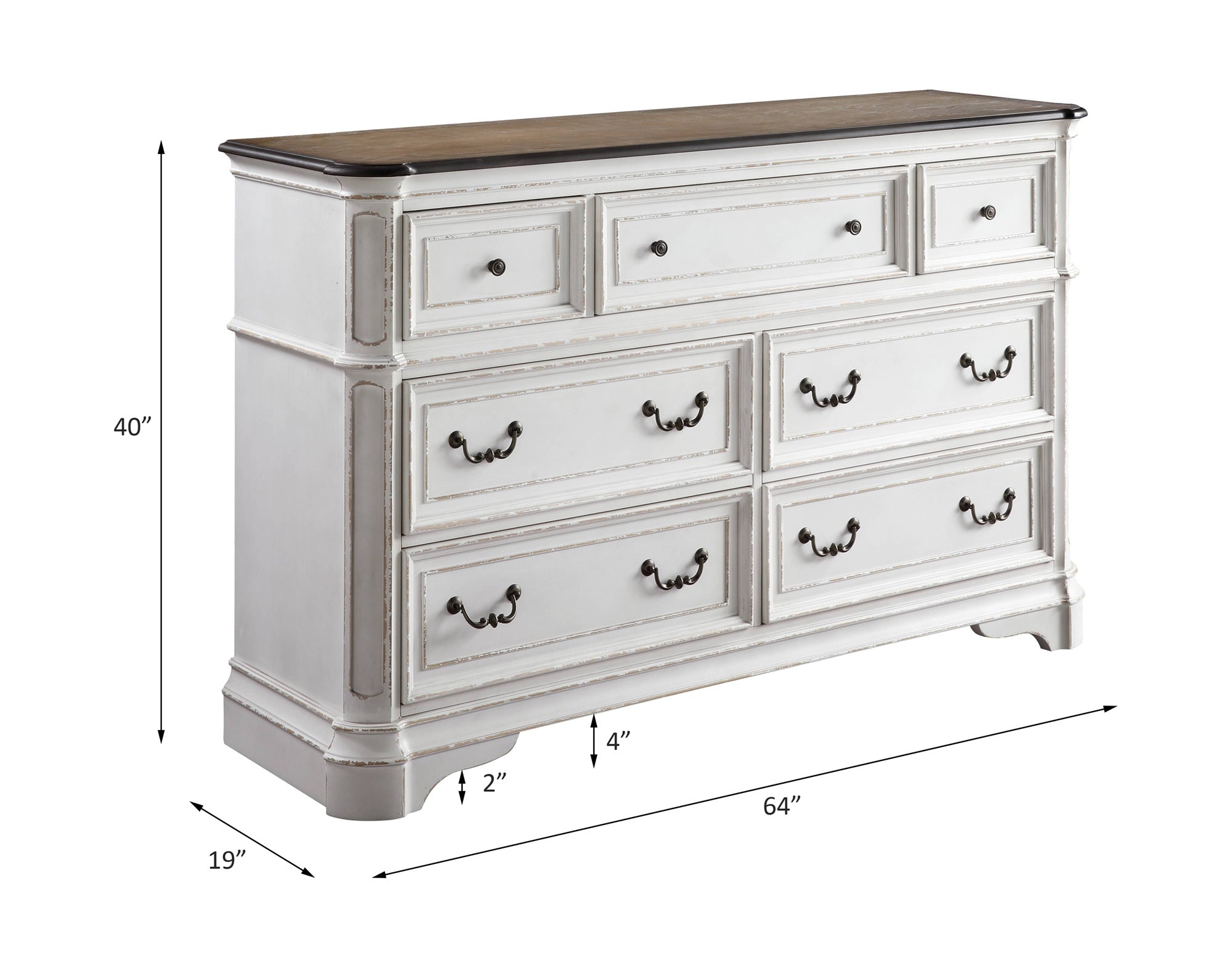 ACME Florian Dresser, Antique White & Oak Finish 28725