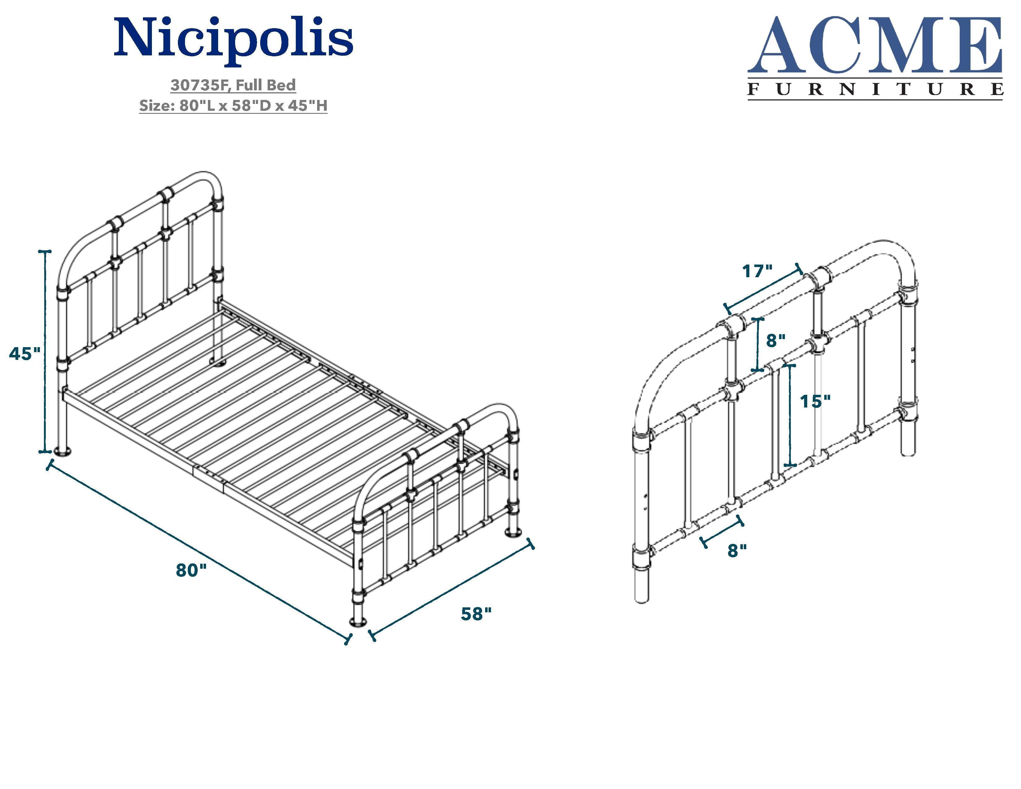 ACME Nicipolis Full Bed in Sandy Gray 30735F