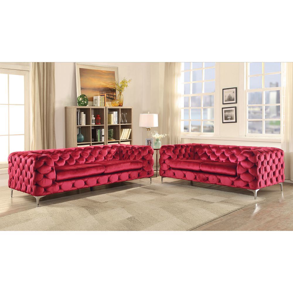 ACME Adam Loveseat in Red Velvet 52796