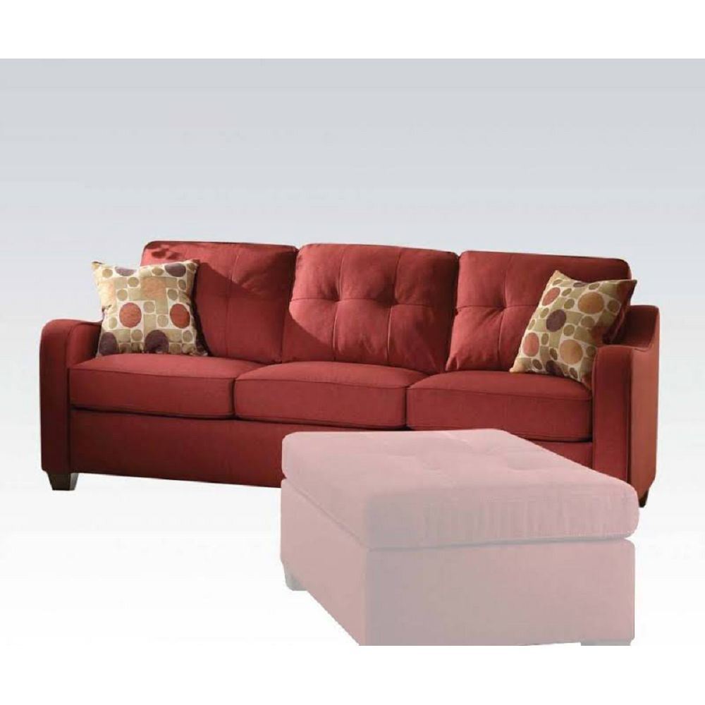 ACME Cleavon II Sofa w/2 Pillows in Red Linen 53560