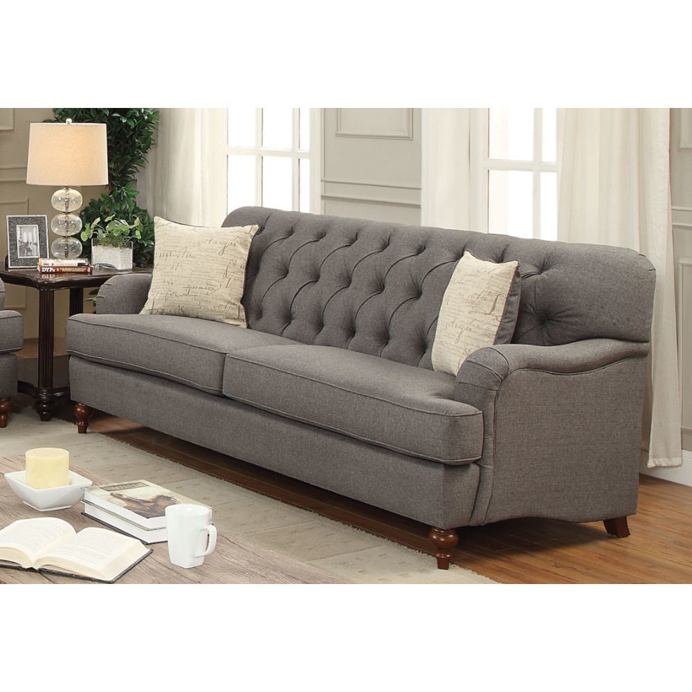 ACME Alianza Sofa w/2 Pillows in Dark Gray Fabric 53690