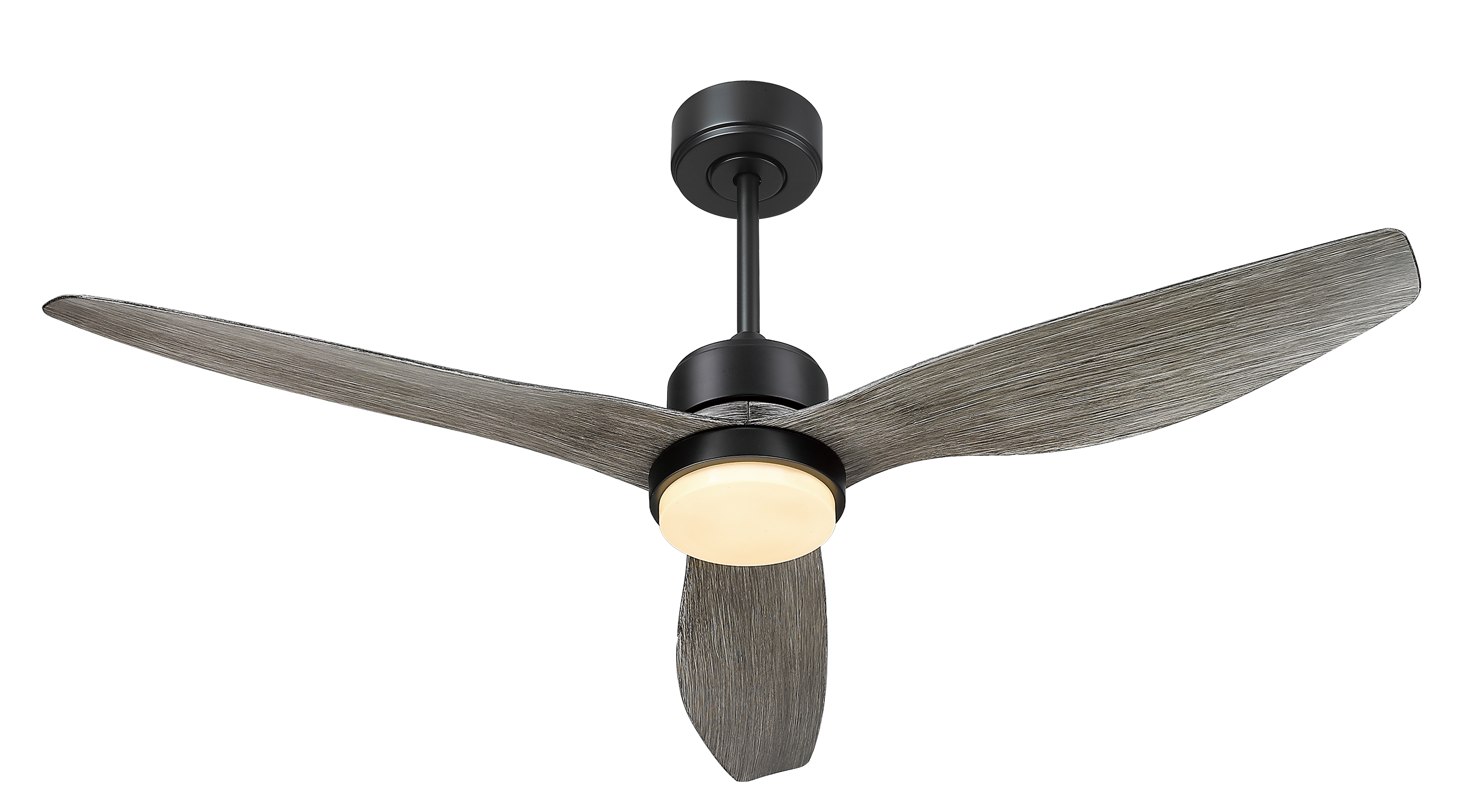 52 Inch Blade LED Propeller Ceiling Fan with Remote Control, Wood Color