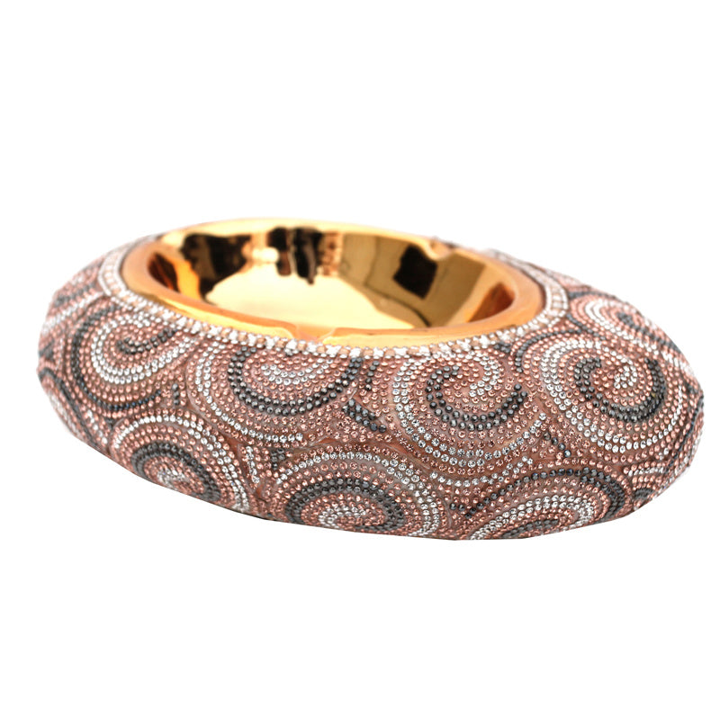 Ambrose Chrome Plated Crystal Embellished Ceramic Ashtray