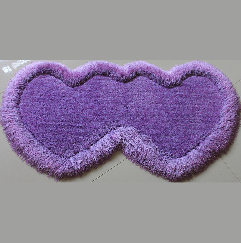 Double Heart Shape Hand Tufted 4-inch Thick Shag Area Rug (28-in x 55-in)