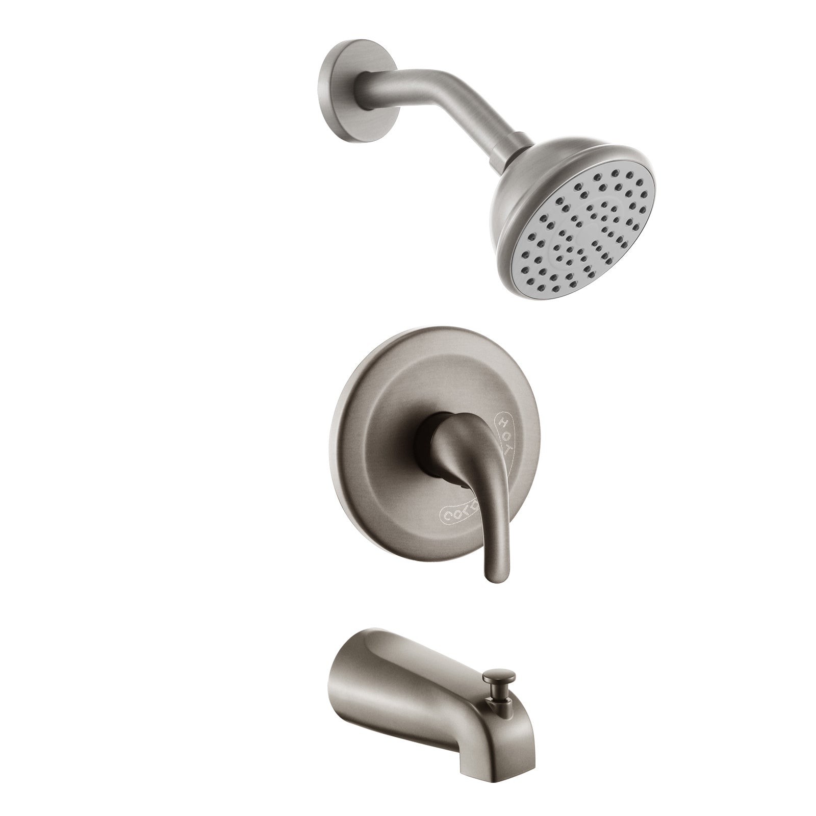 Brushed Nickel 6 Inch Shower Faucet wih Tub Spout Combo