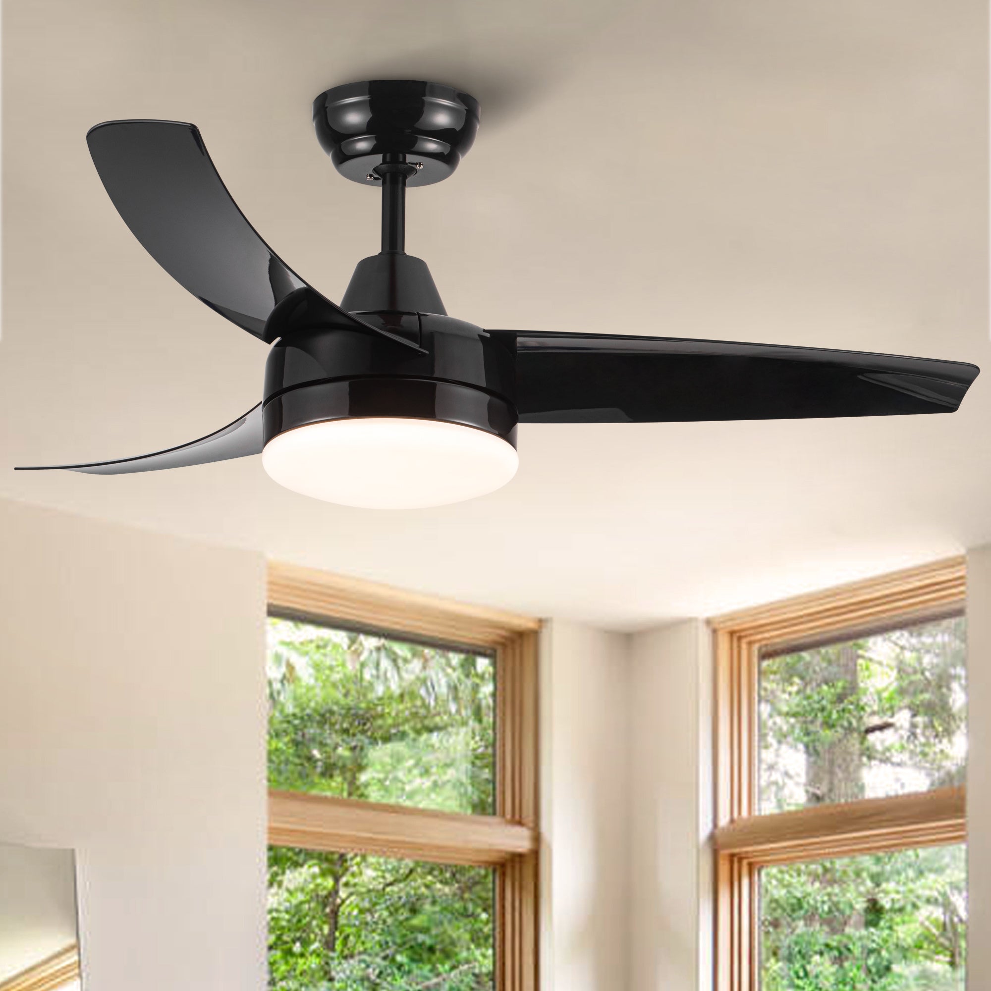 Matte Black Ceiling Fan with Integrated LED Light