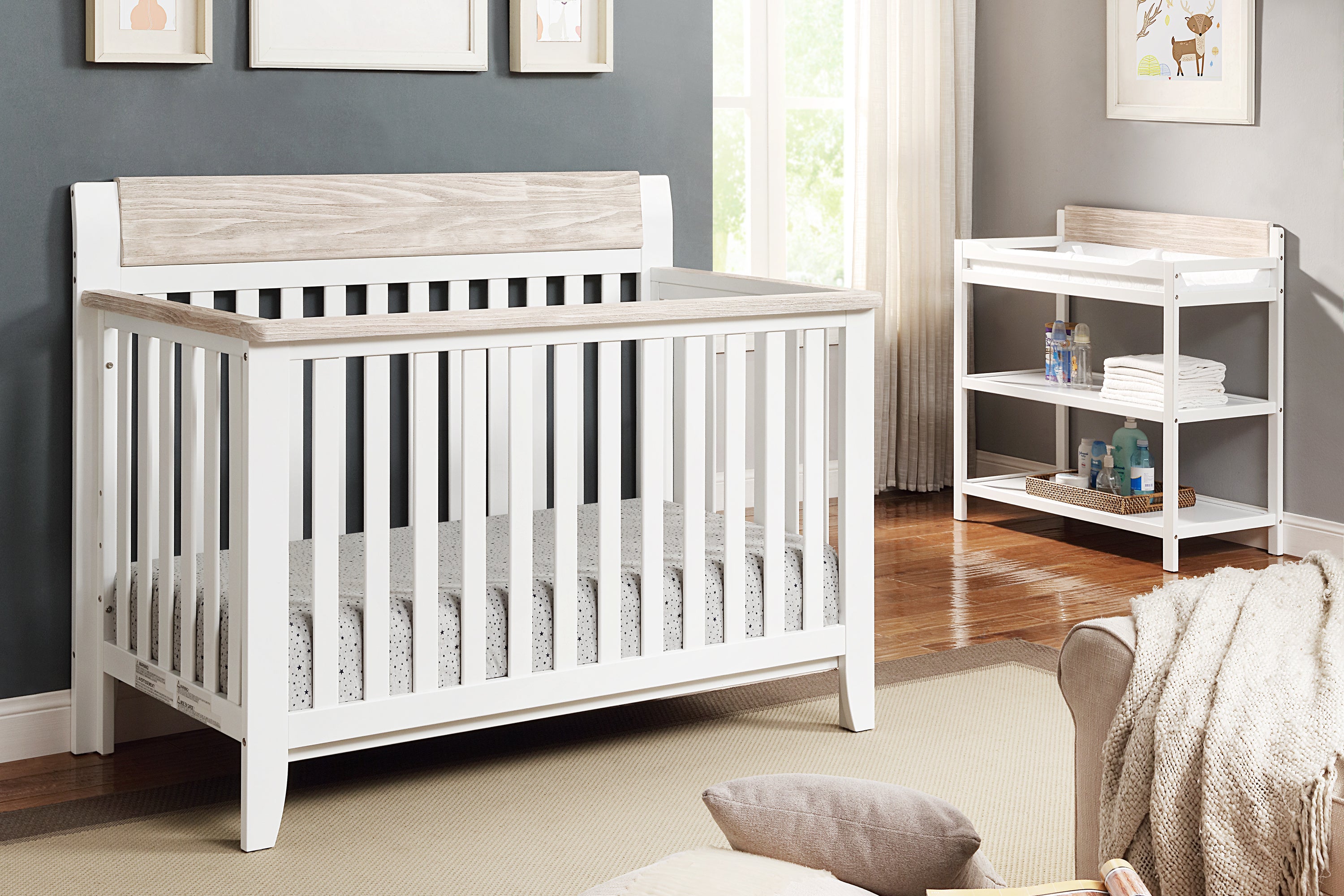 Hayes 4-in-1 Convertible Crib White/Natural