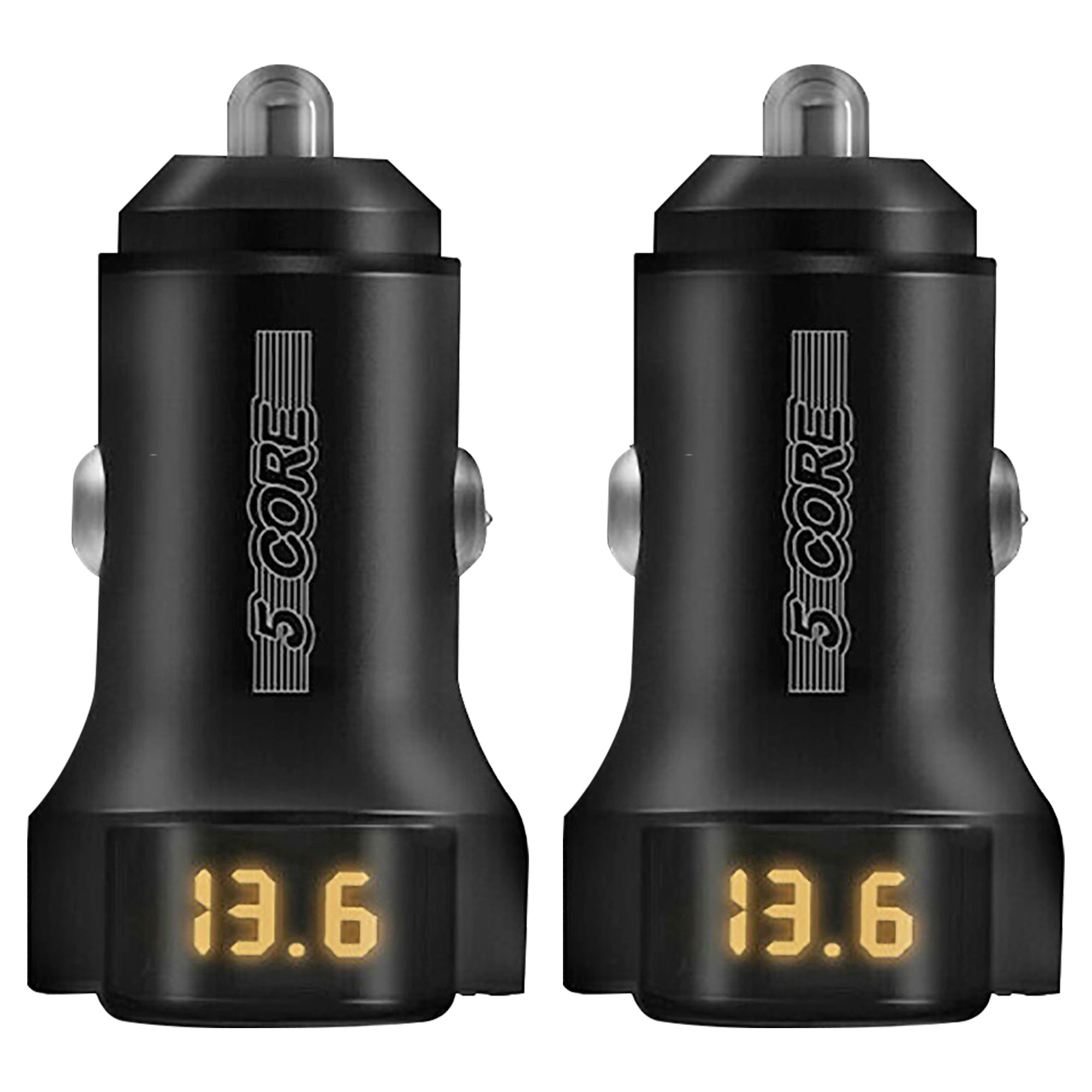 5 Core Car Charger Cigarette Lighter USB Charger Aluminum Alloy Dual USB w LED Fast Charging Power Adapter for iPhone iPad Samsung - CDKC11 2USB 2Pcs