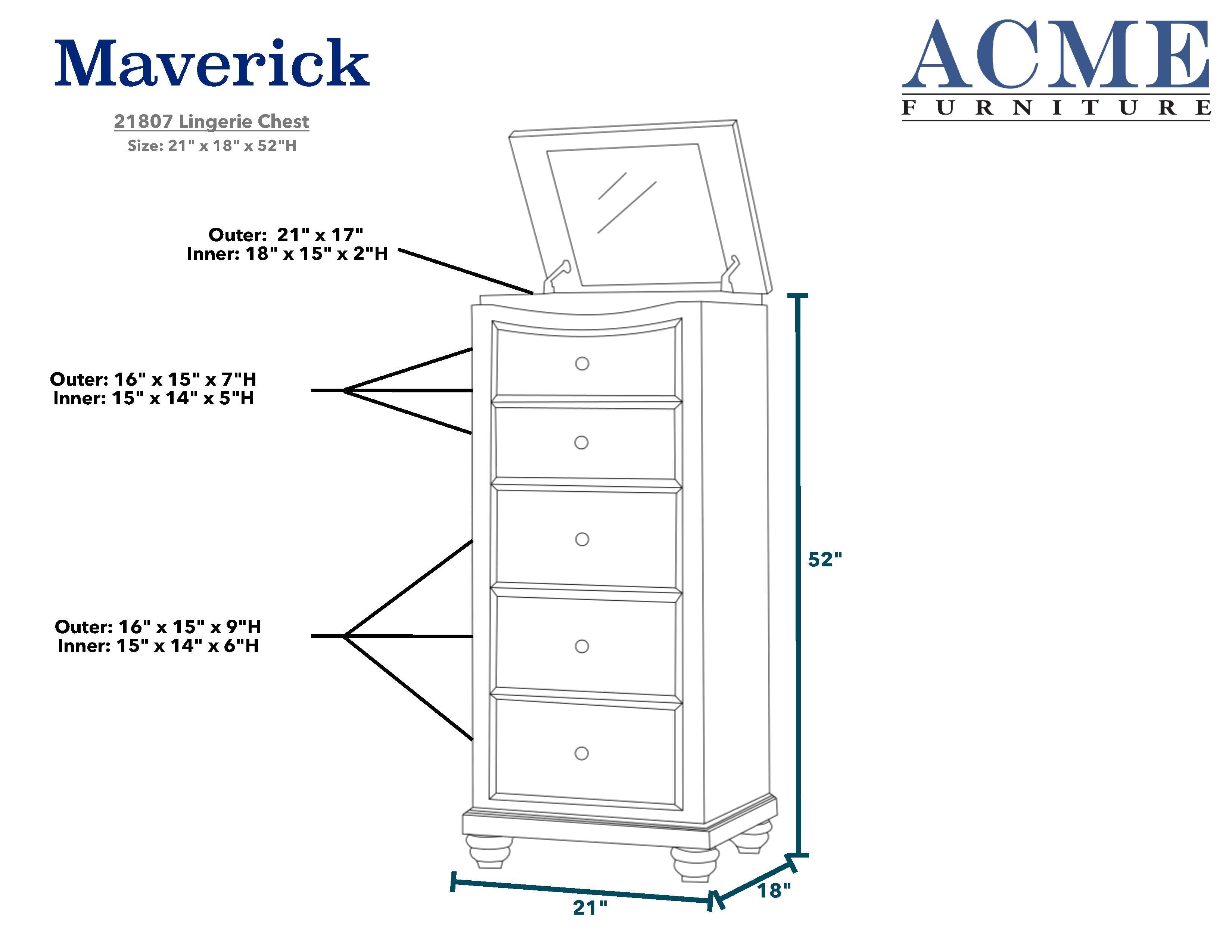 ACME Maverick Lingerie Chest, Platinum 21807