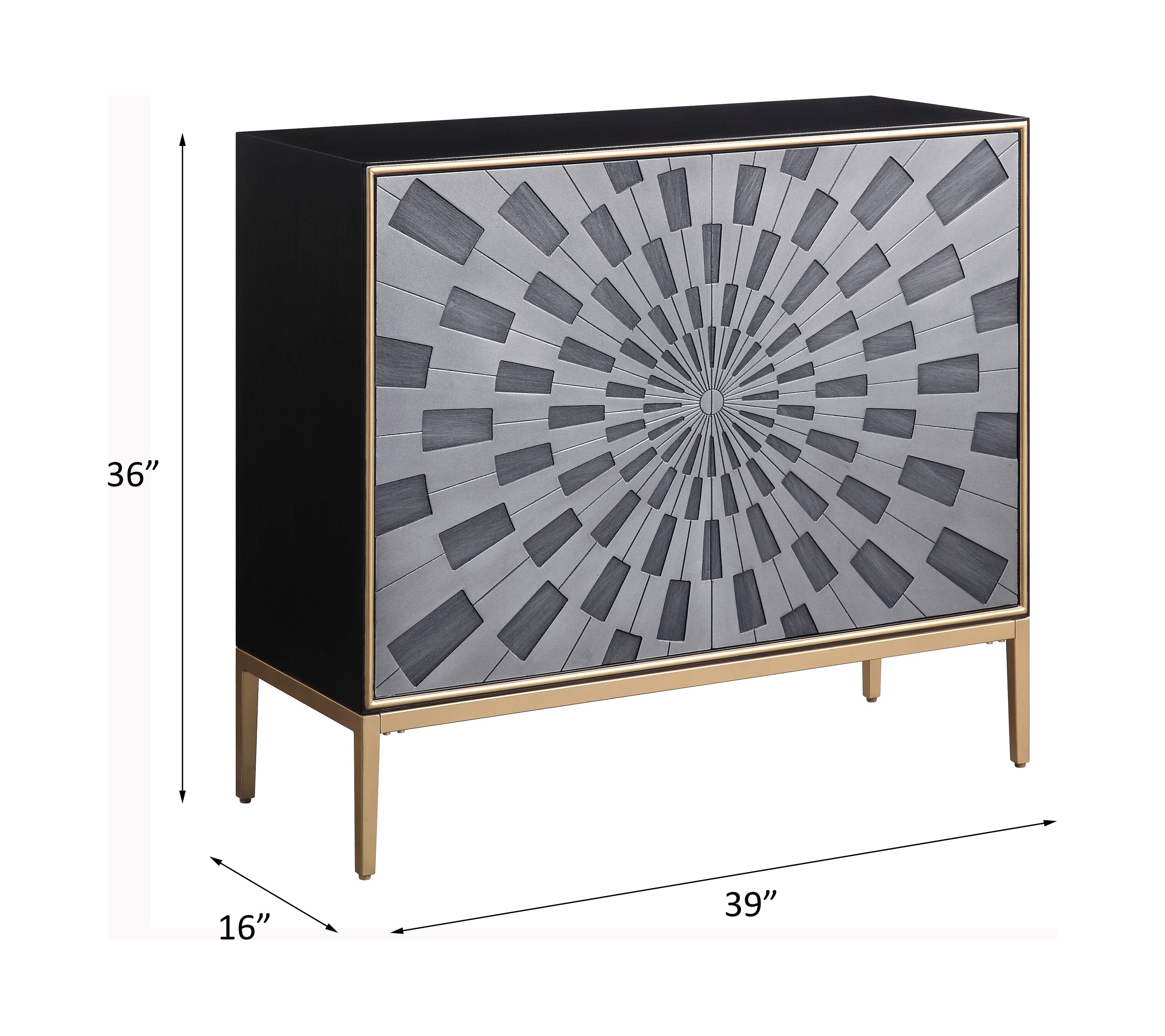 ACME Quilla Console Table in Black, Gray & Brass Finish AC00200