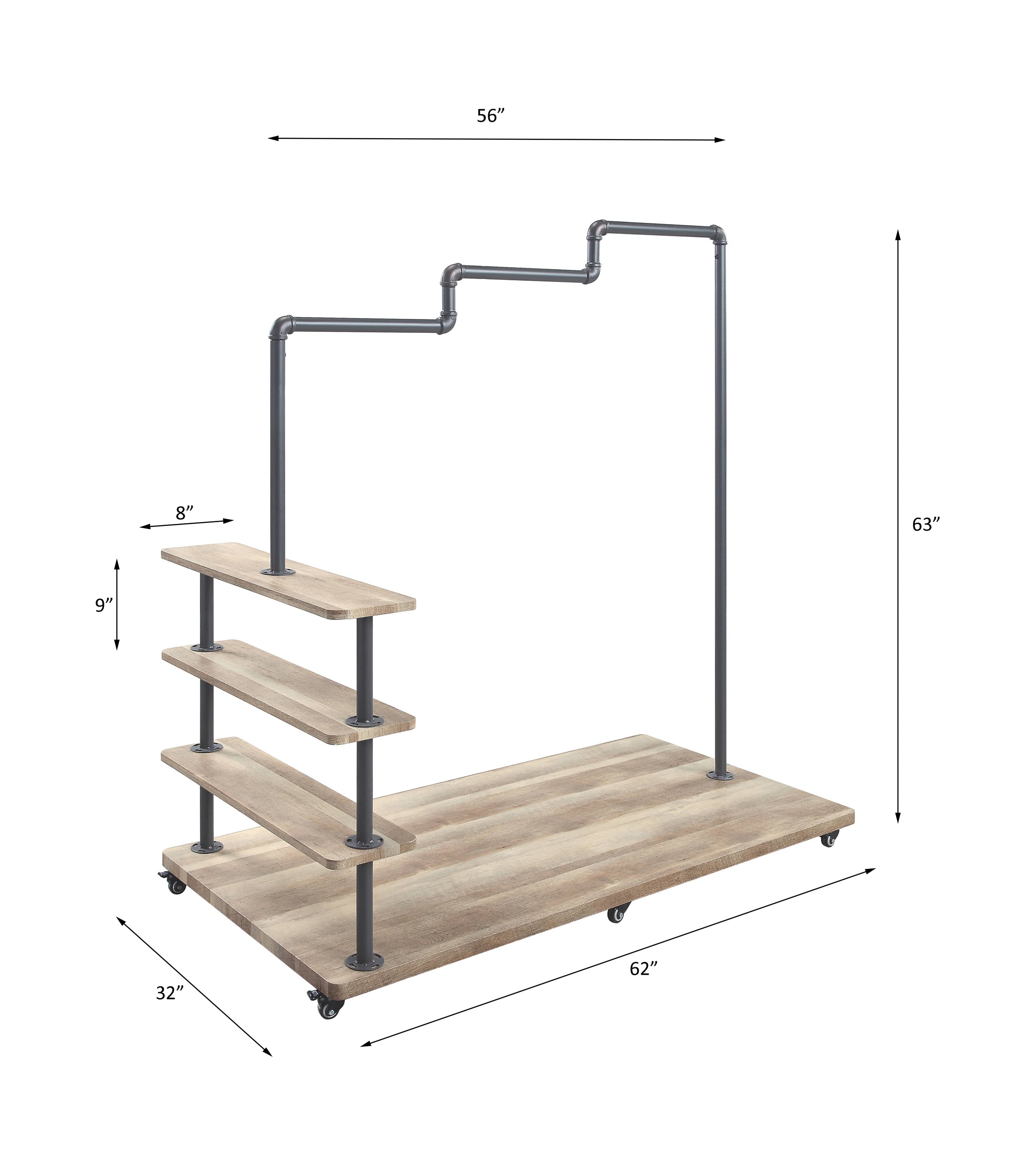 ACME Brantley Hanger Rack in Oak & Sandy Gray Finish AC00431