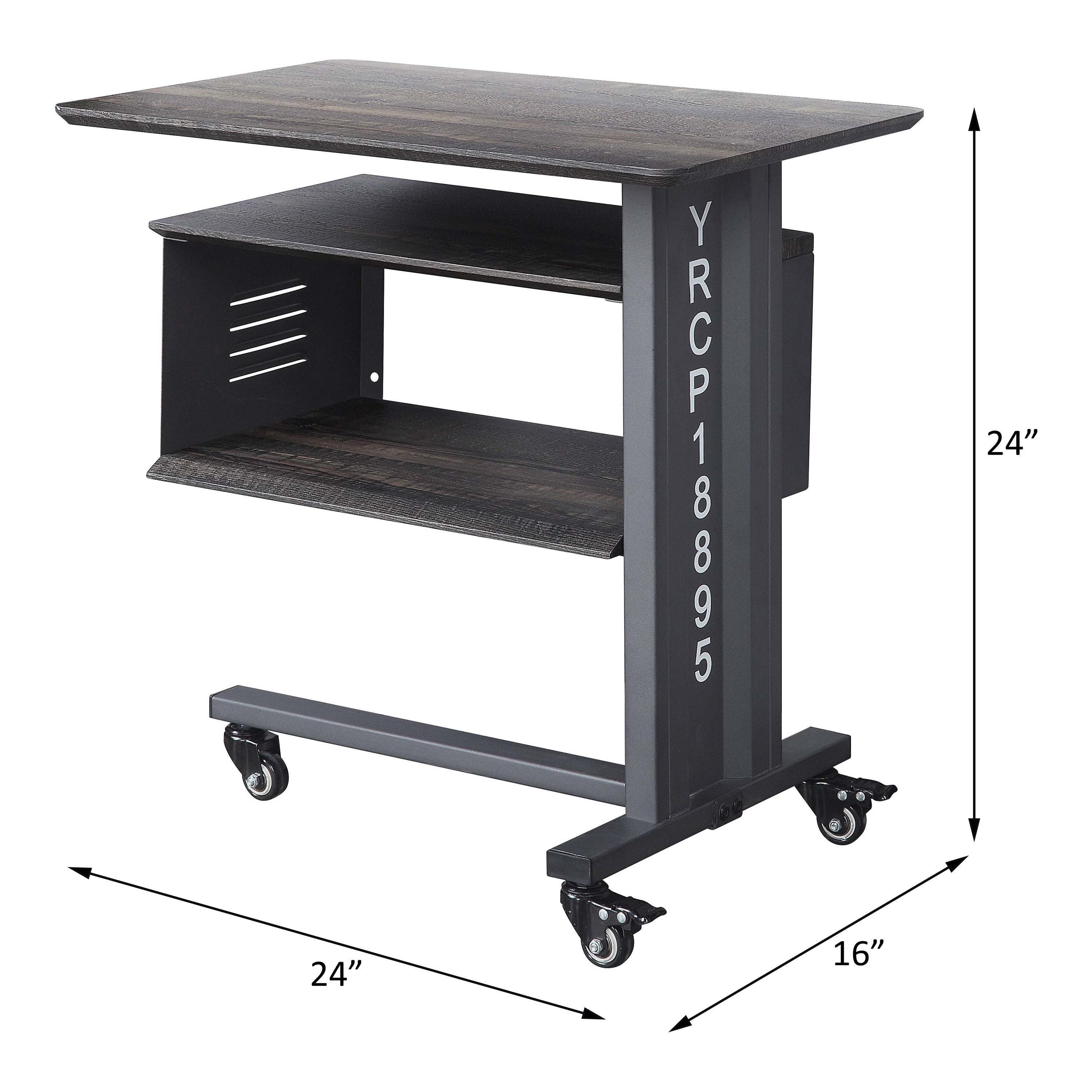 ACME Cargo Accent Table w/Wall Shelf in Gunmetal AC00362