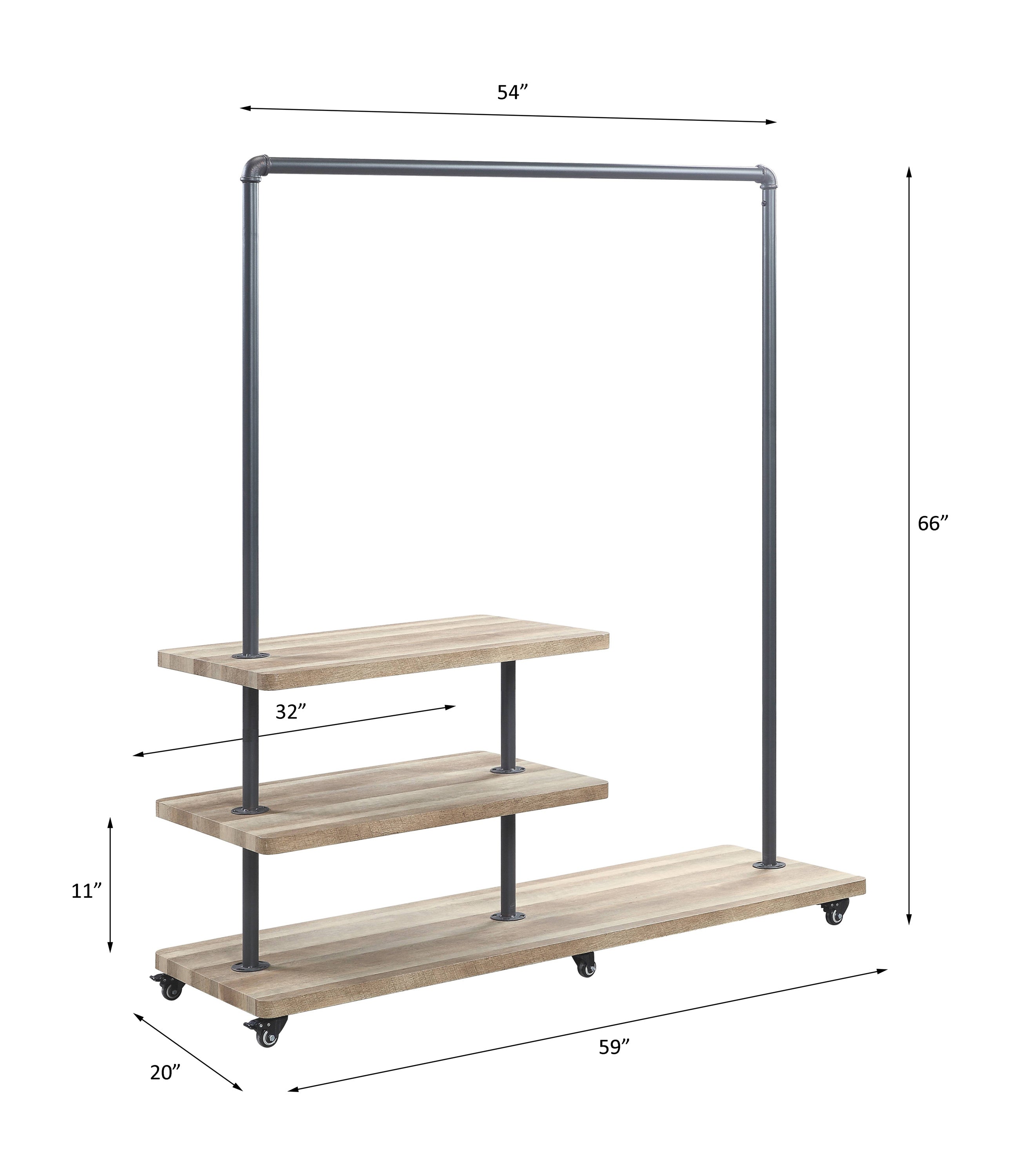 ACME Brantley Hanger Rack in Oak & Sandy Gray Finish AC00434