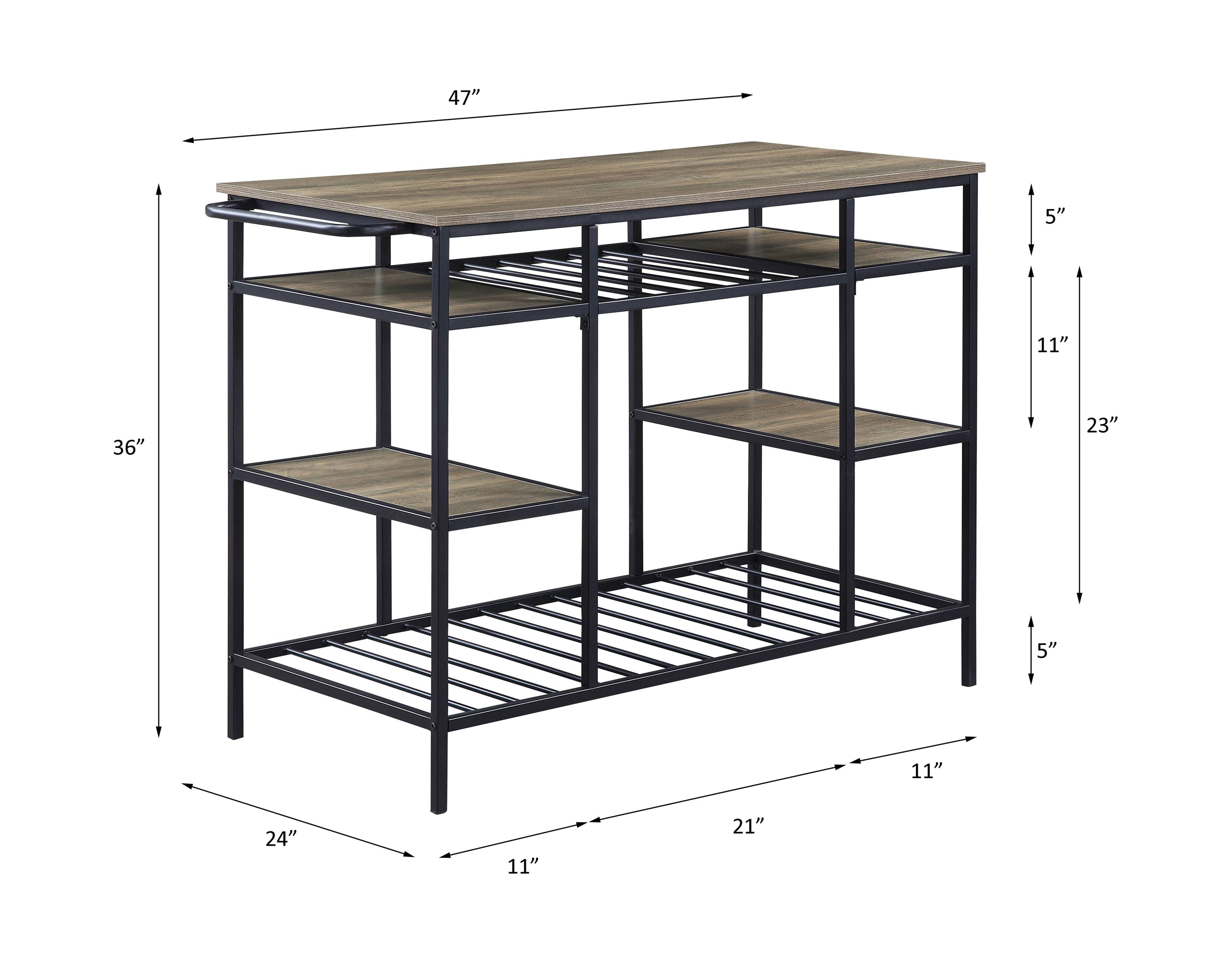 ACME Lona Kitchen Island, Rustic Oak & Black Finish AC00325