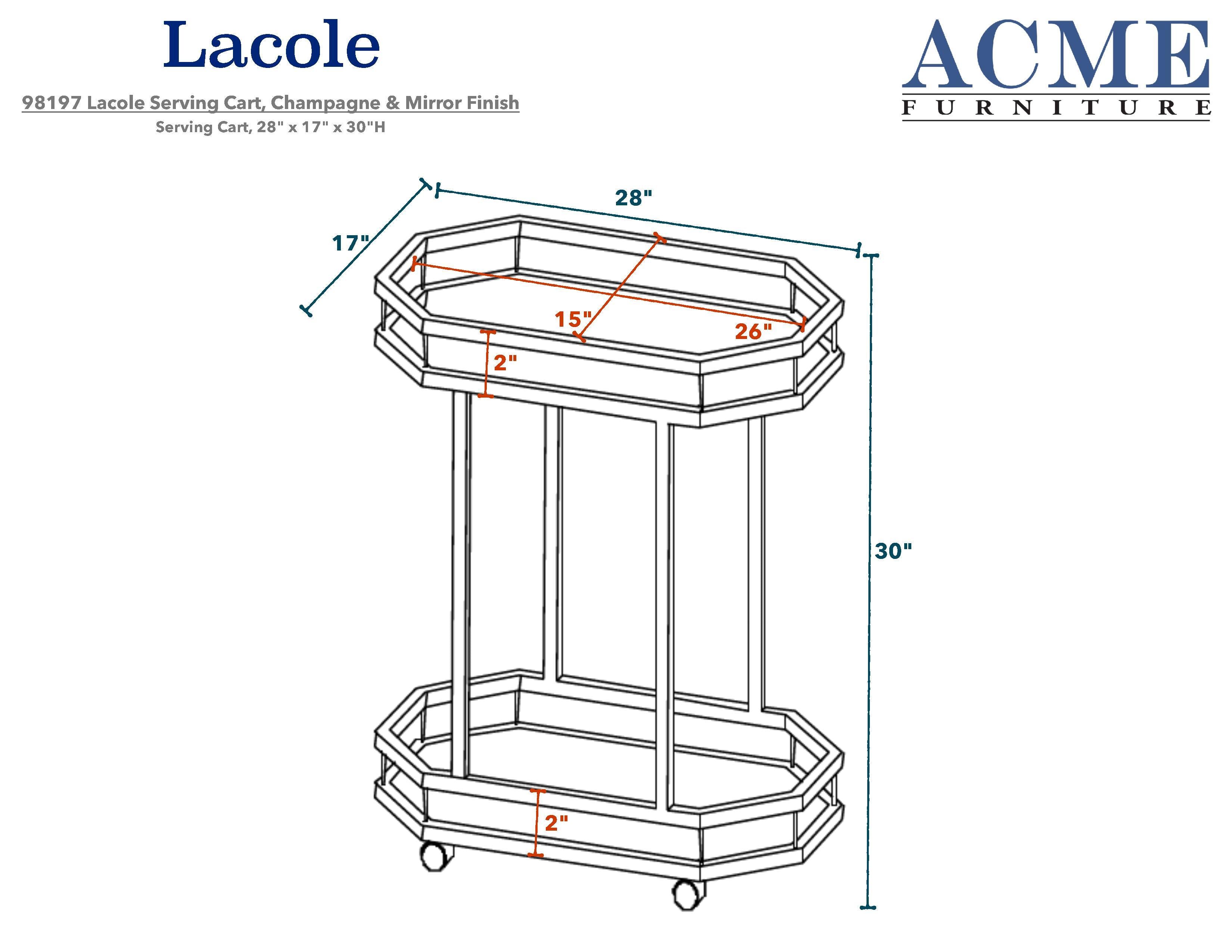 ACME Lacole Serving Cart, Champagne & Mirror 98197