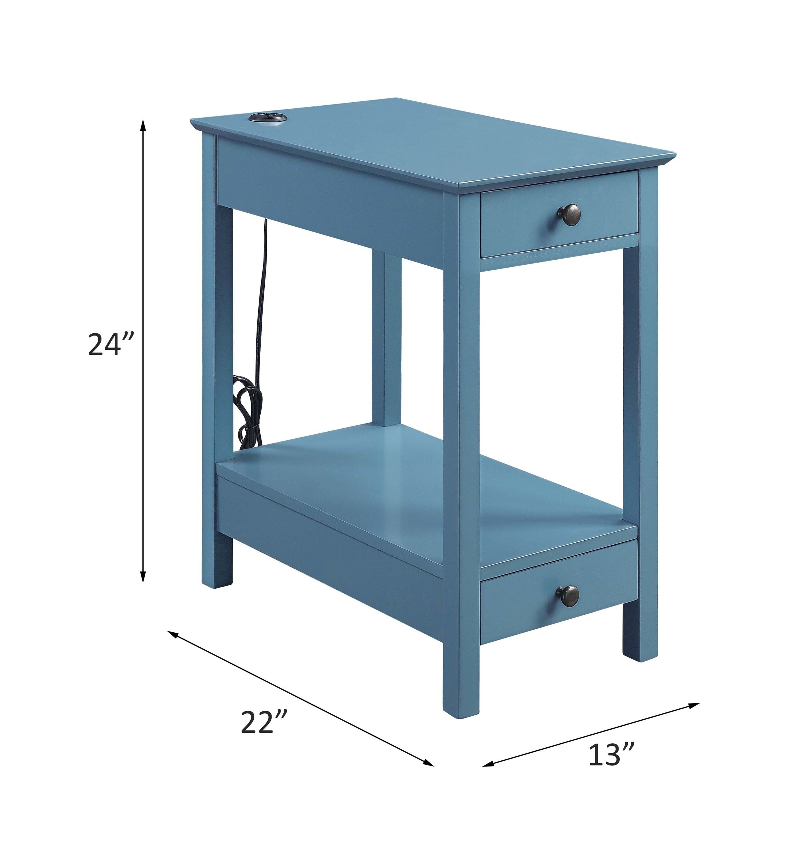 ACME Byzad Side Table (USB Charging Dock), Teal 97742