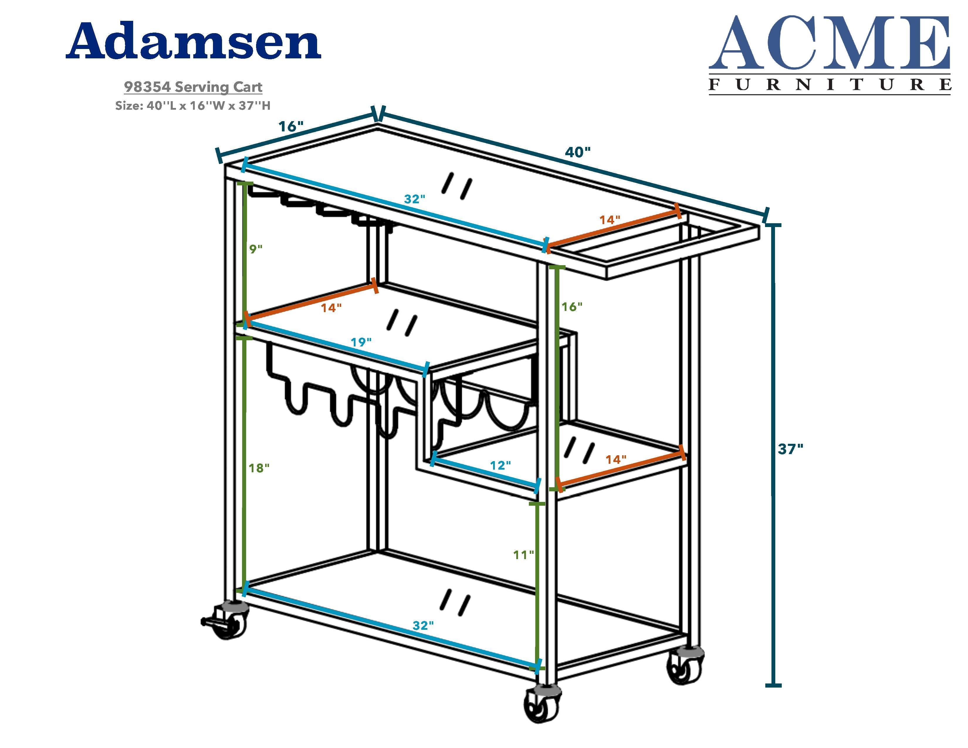 ACME Adamsen Serving Cart, Champagne & Mirror 98354