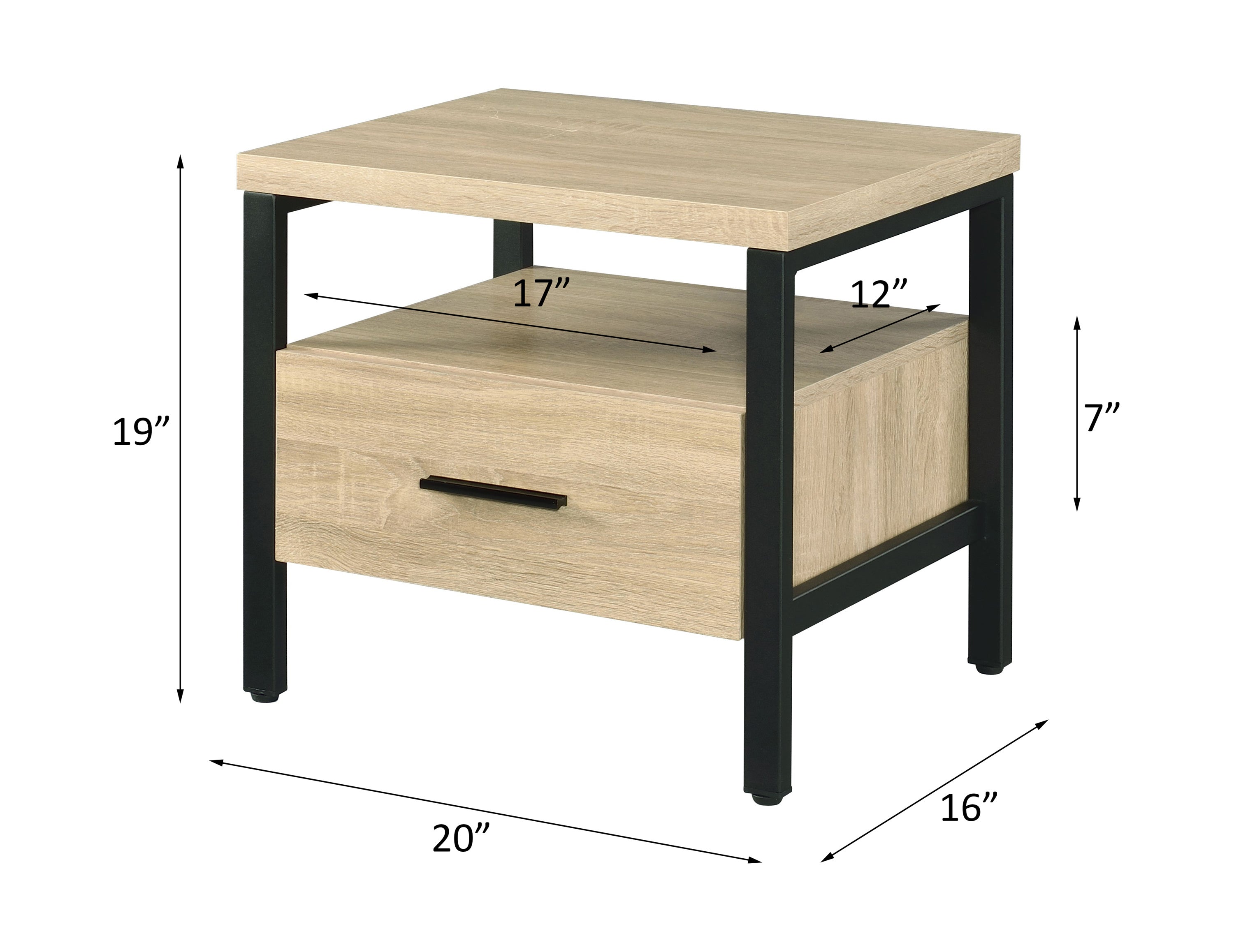 ACME Yawan Accent Table, Oak & Black Finish 97970