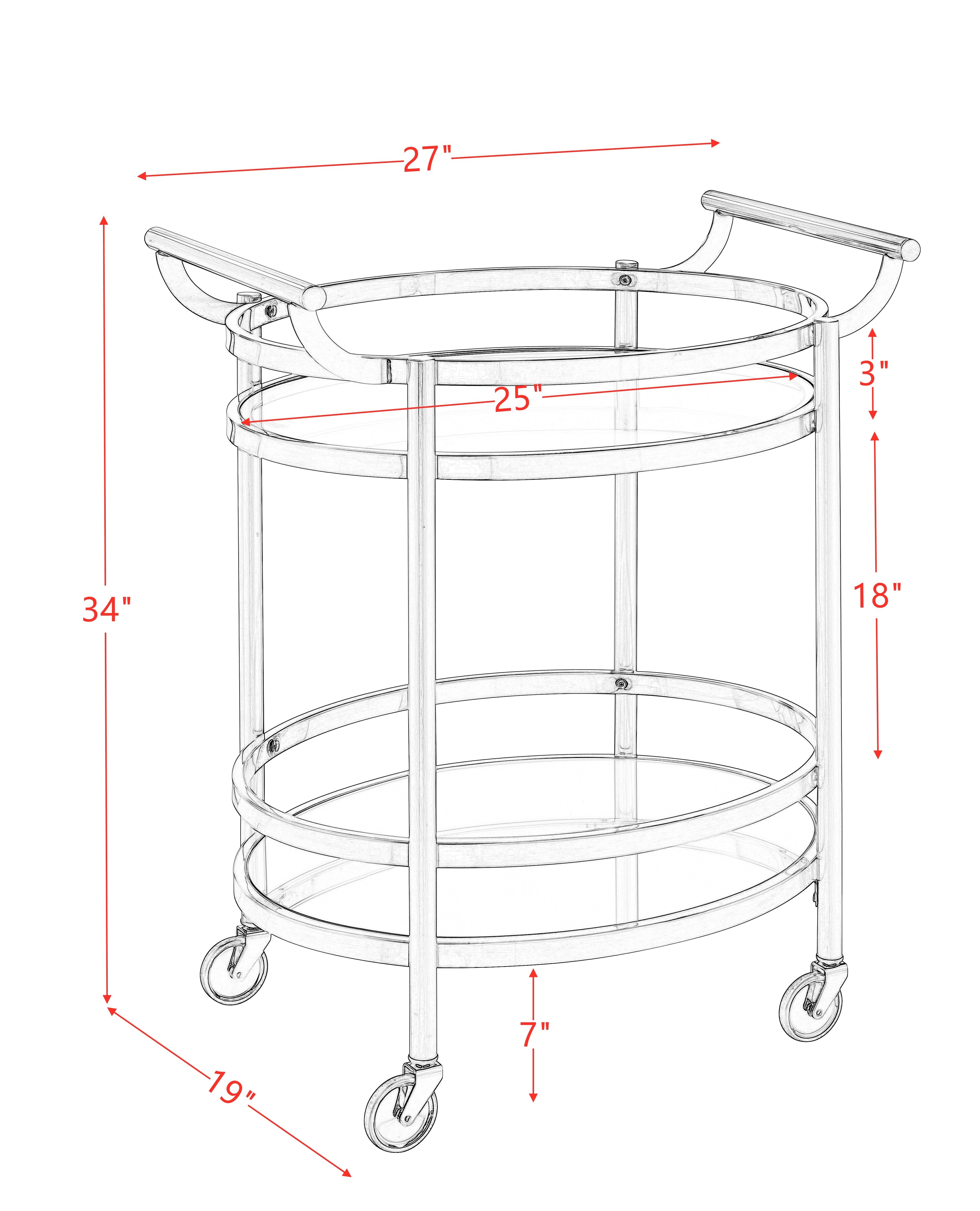 ACME Lakelyn Serving Cart, Brushed Bronze & Clear Glass 98190