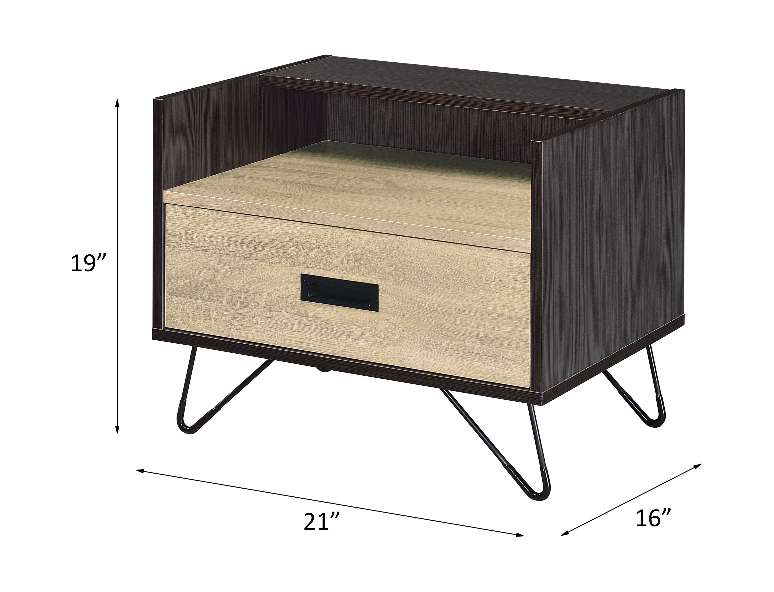 ACME Melkree Accent Table, Oak & Black Finish 97968