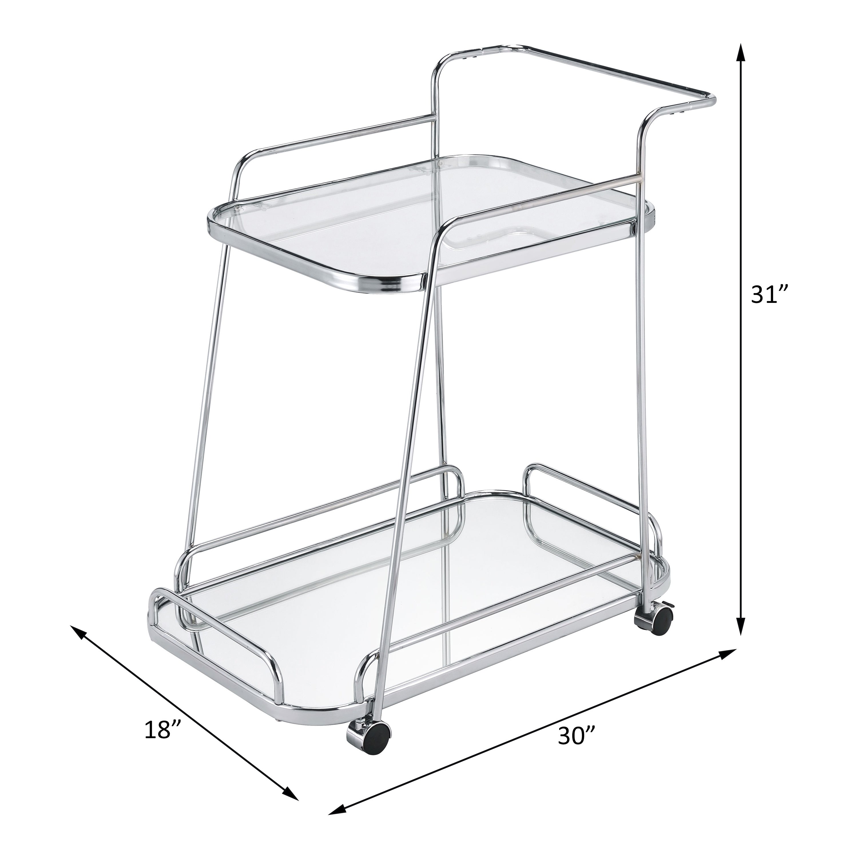 ACME Aegis Serving Cart, Clear Glass & Chrome Finish 98217