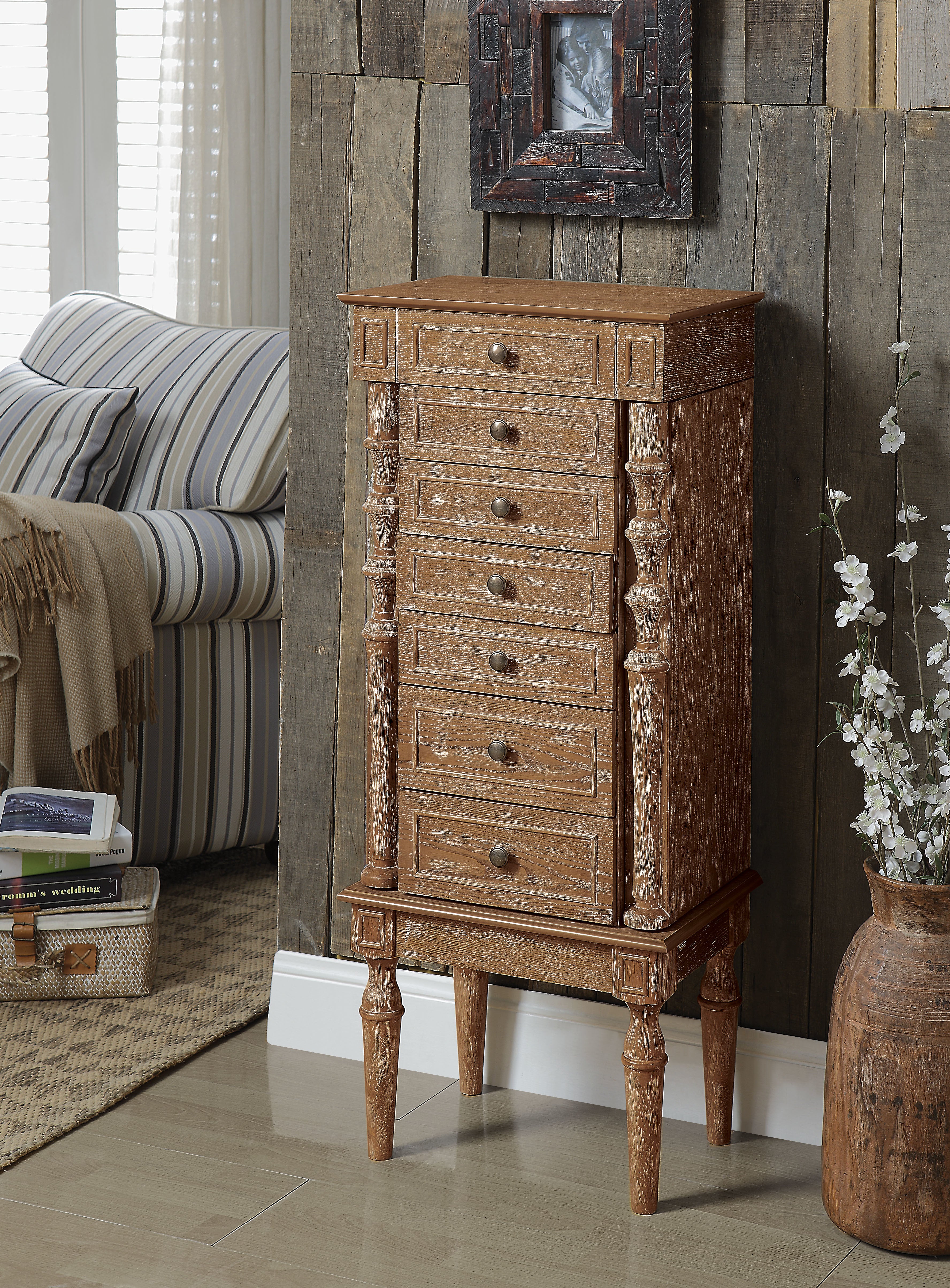 ACME Taline Jewelry Armoire in Weathered Oak 97173