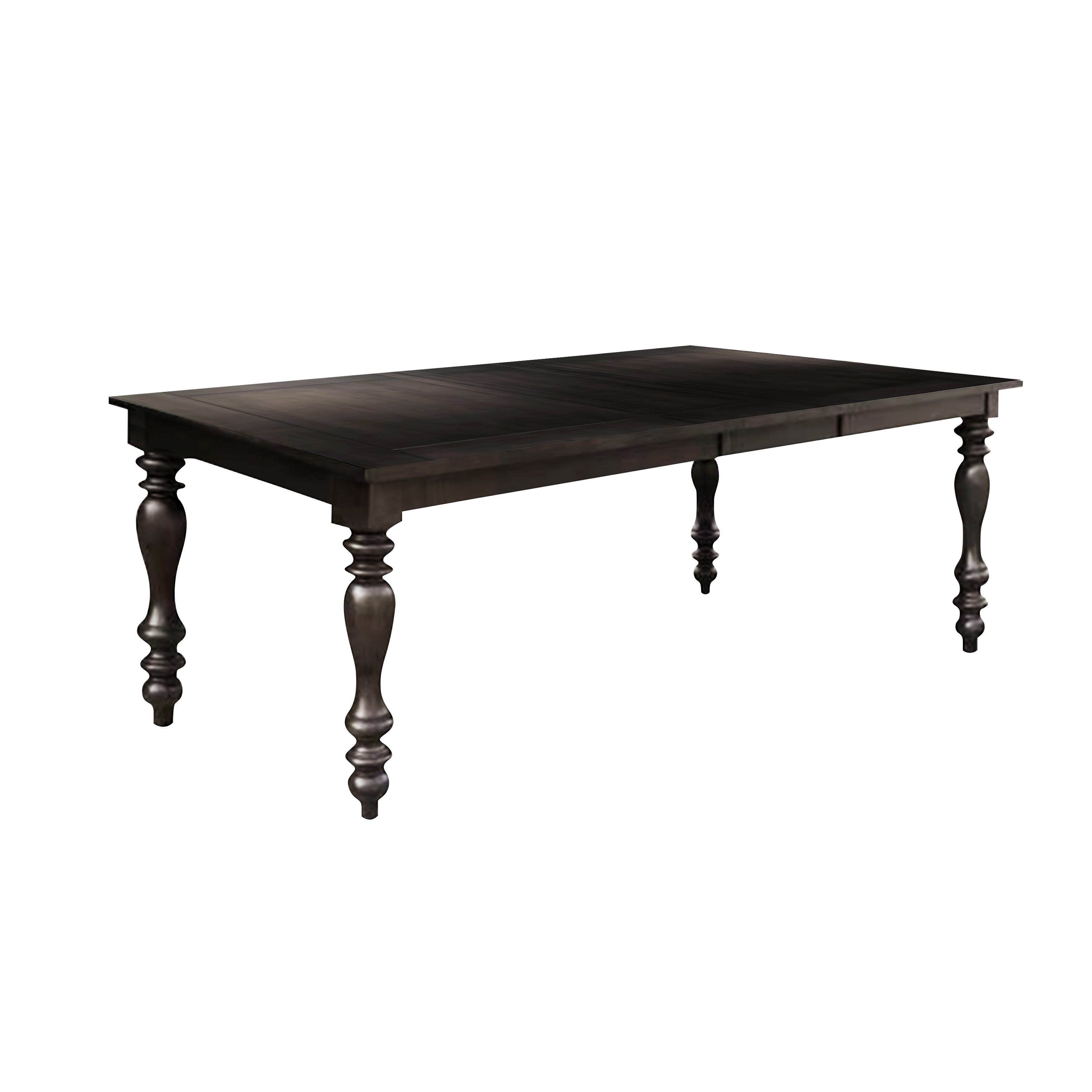 Transitional Style Grayish Brown Finish 1pc Dining Table Draw Leaf Birch Veneer Traditional Dining Furniture