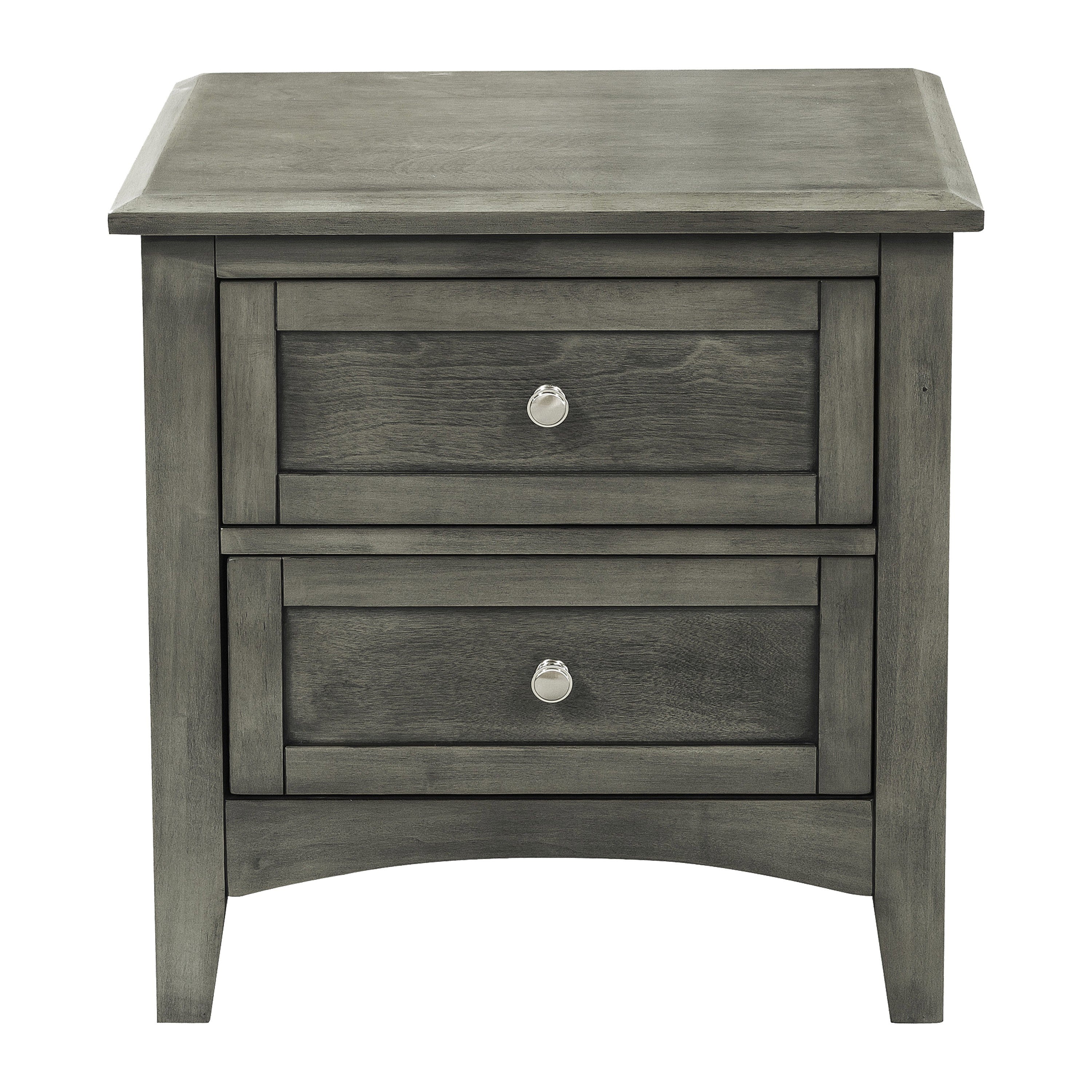 Cool Gray Finish 1pc Nightstand of Drawers Brushed Nickel Tone Knobs Transitional Style Bedroom Furniture