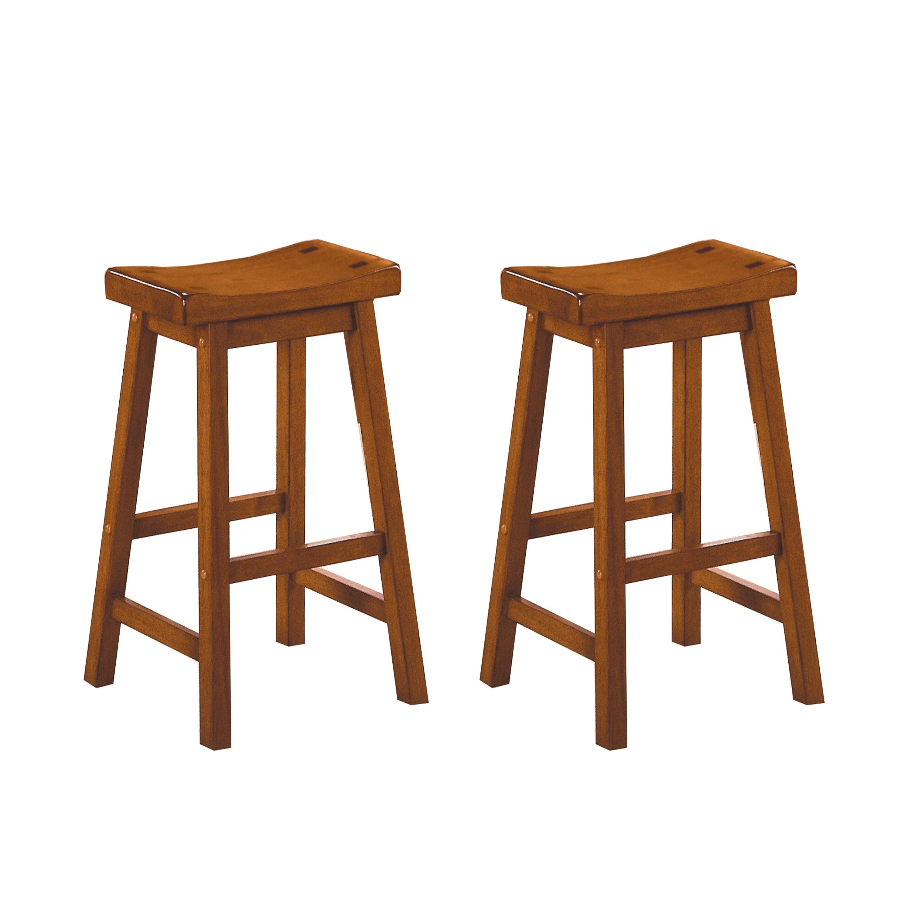 Casual Dining 29-inch Bar Height Stools 2pc Set Saddle Seat Solid Wood Oak Finish Home Furniture