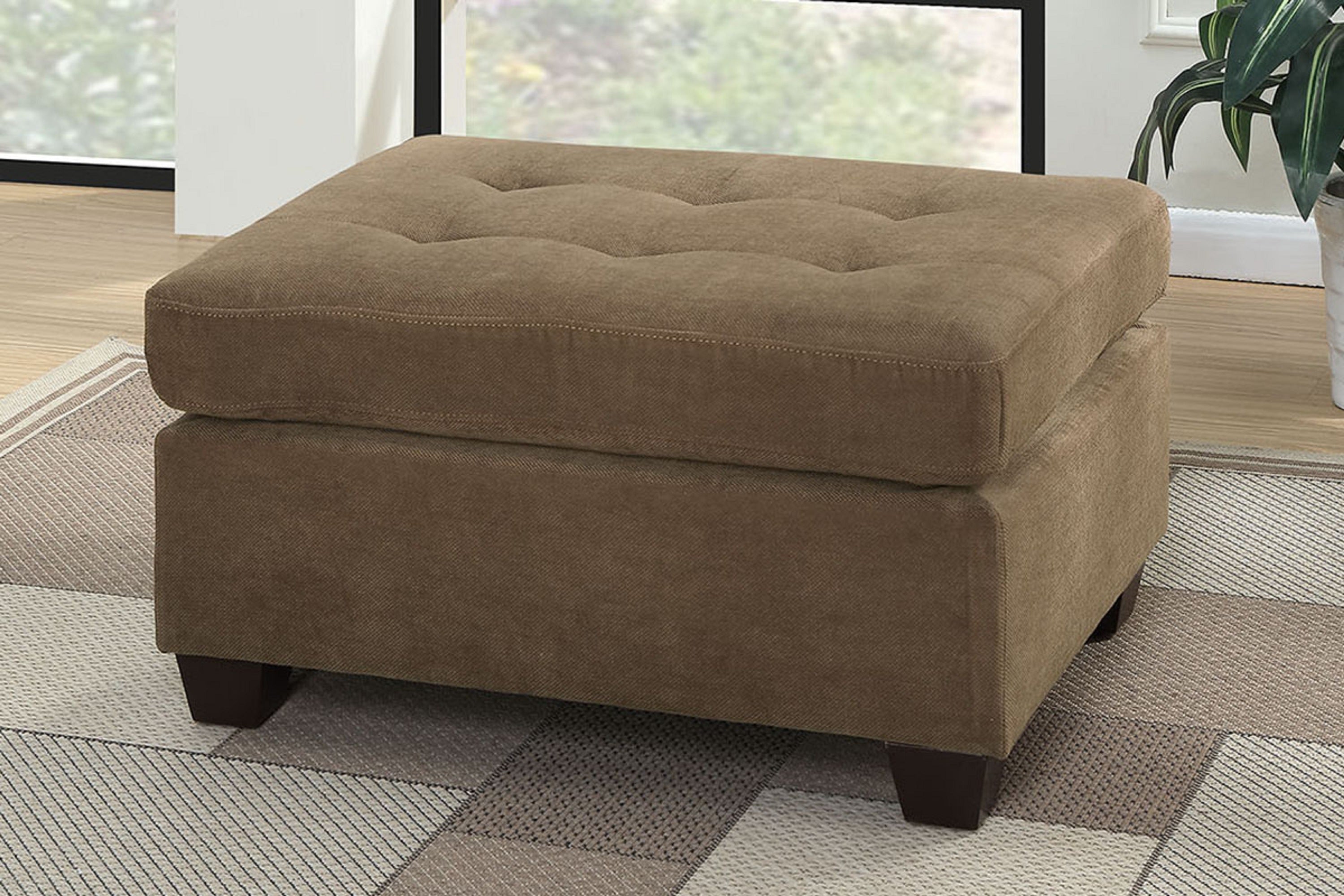 Cocktail Ottoman Waffle Suede Fabric Truffle Color W Tufted Seats Ottomans Hardwoods Living Room