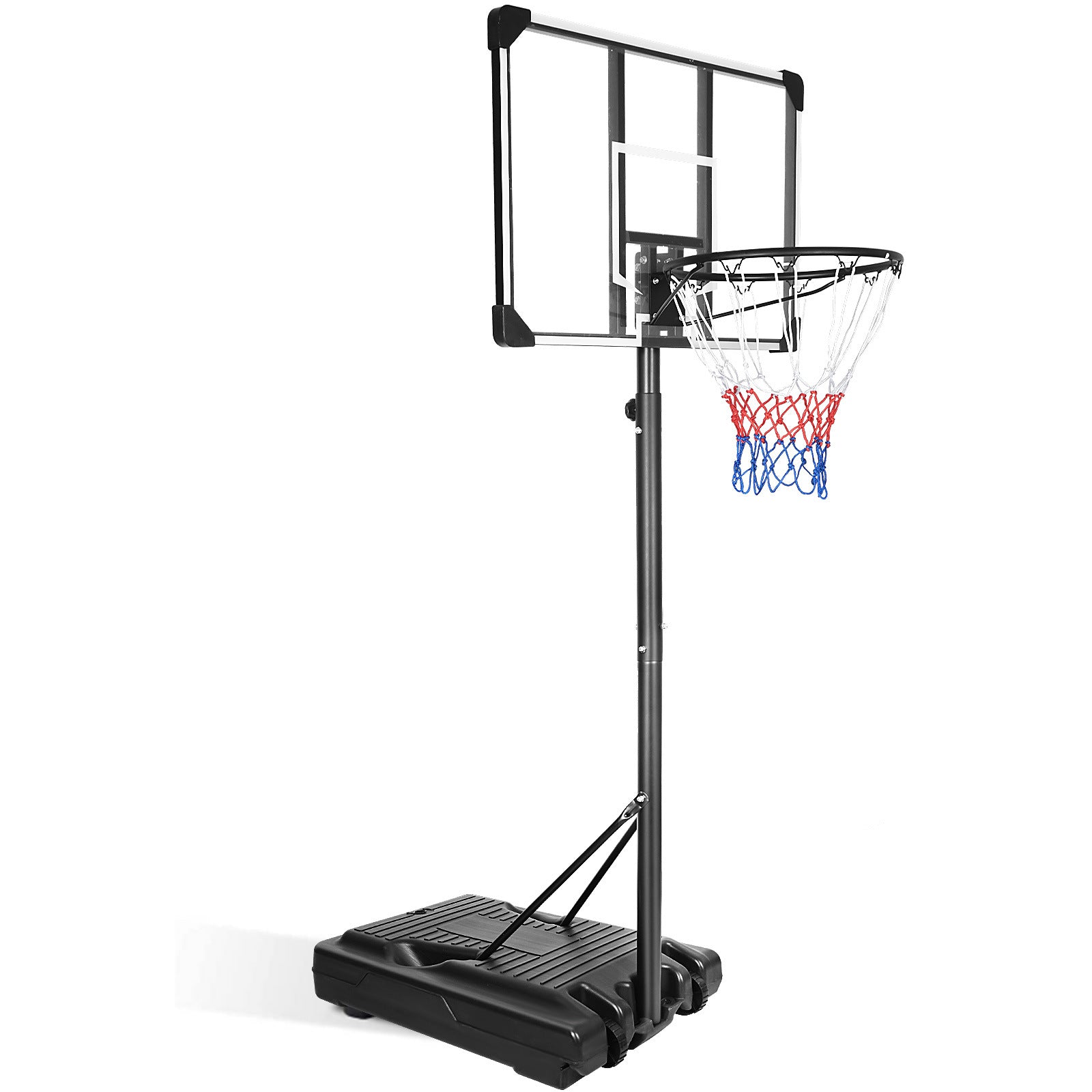 Portable Basketball Hoop & Goal Basketball Stand Height Adjustable 6.2-8.5ft with 35.4Inch Transparent Backboard & Wheels for Youth Teenagers Outdoor 