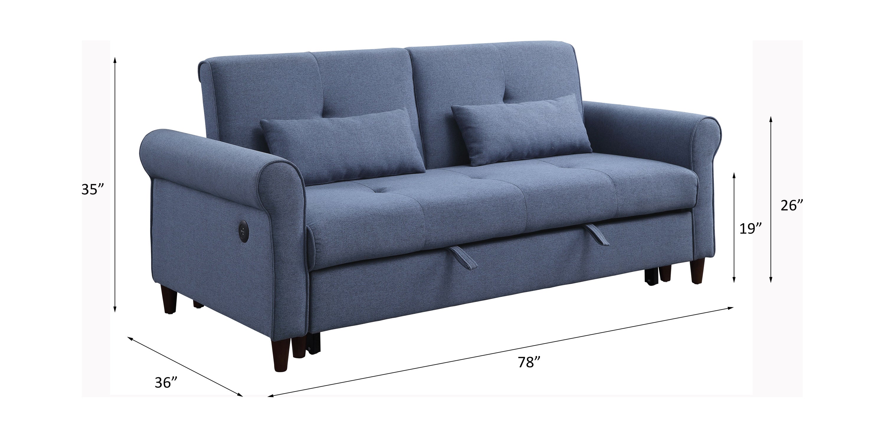 ACME Nichelle Sleeper Sofa, Blue Fabric 55565