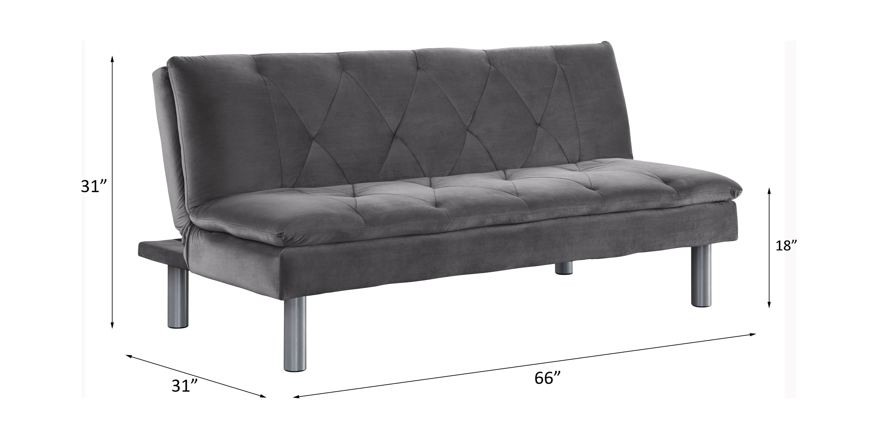 ACME Cilliers Adjustable Sofa, Gray Velvet & Chrome Finish 57195